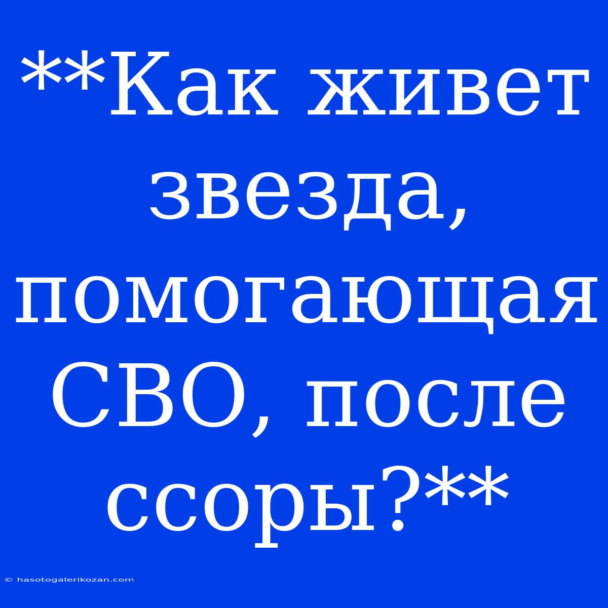 **Как Живет Звезда, Помогающая СВО, После Ссоры?**