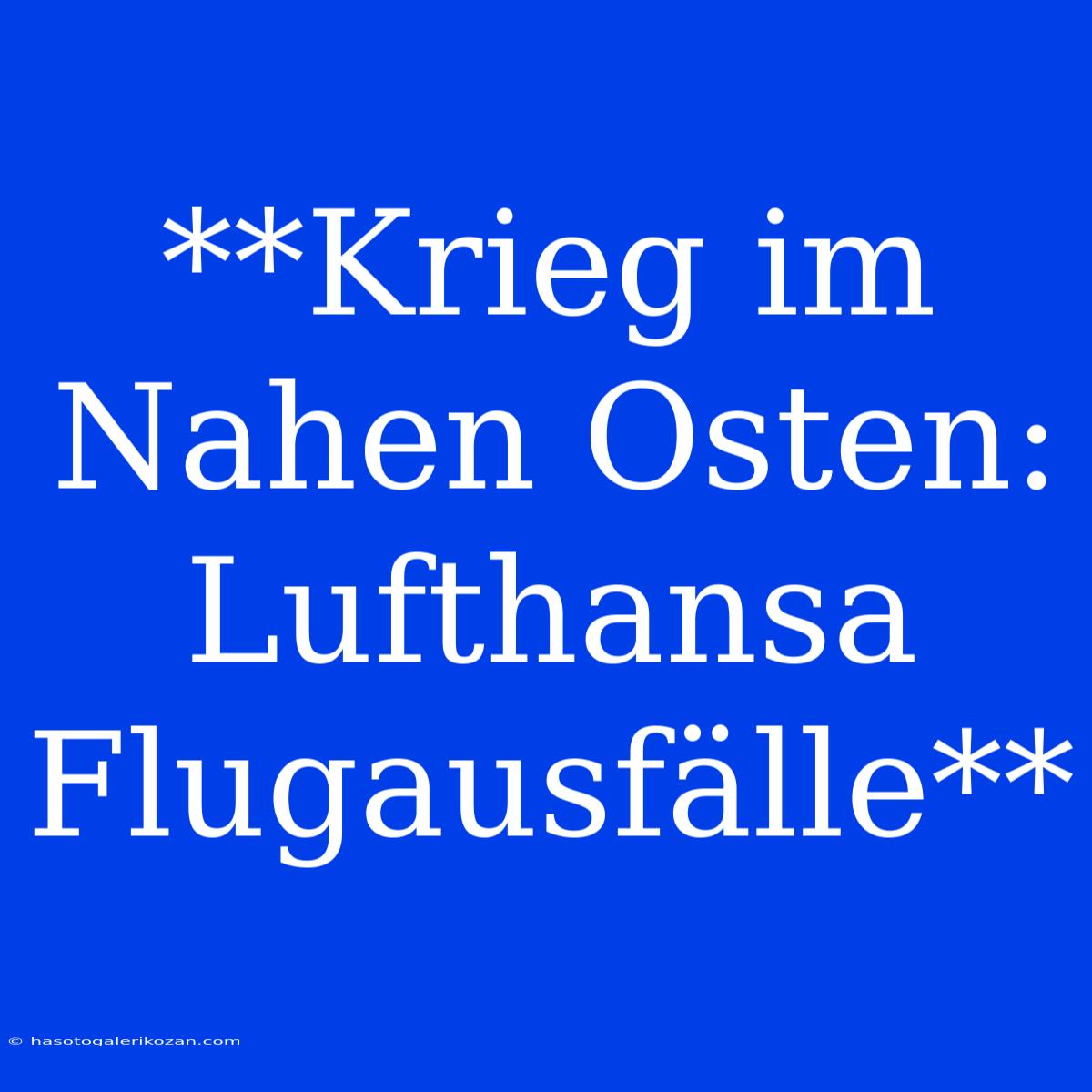 **Krieg Im Nahen Osten: Lufthansa Flugausfälle**