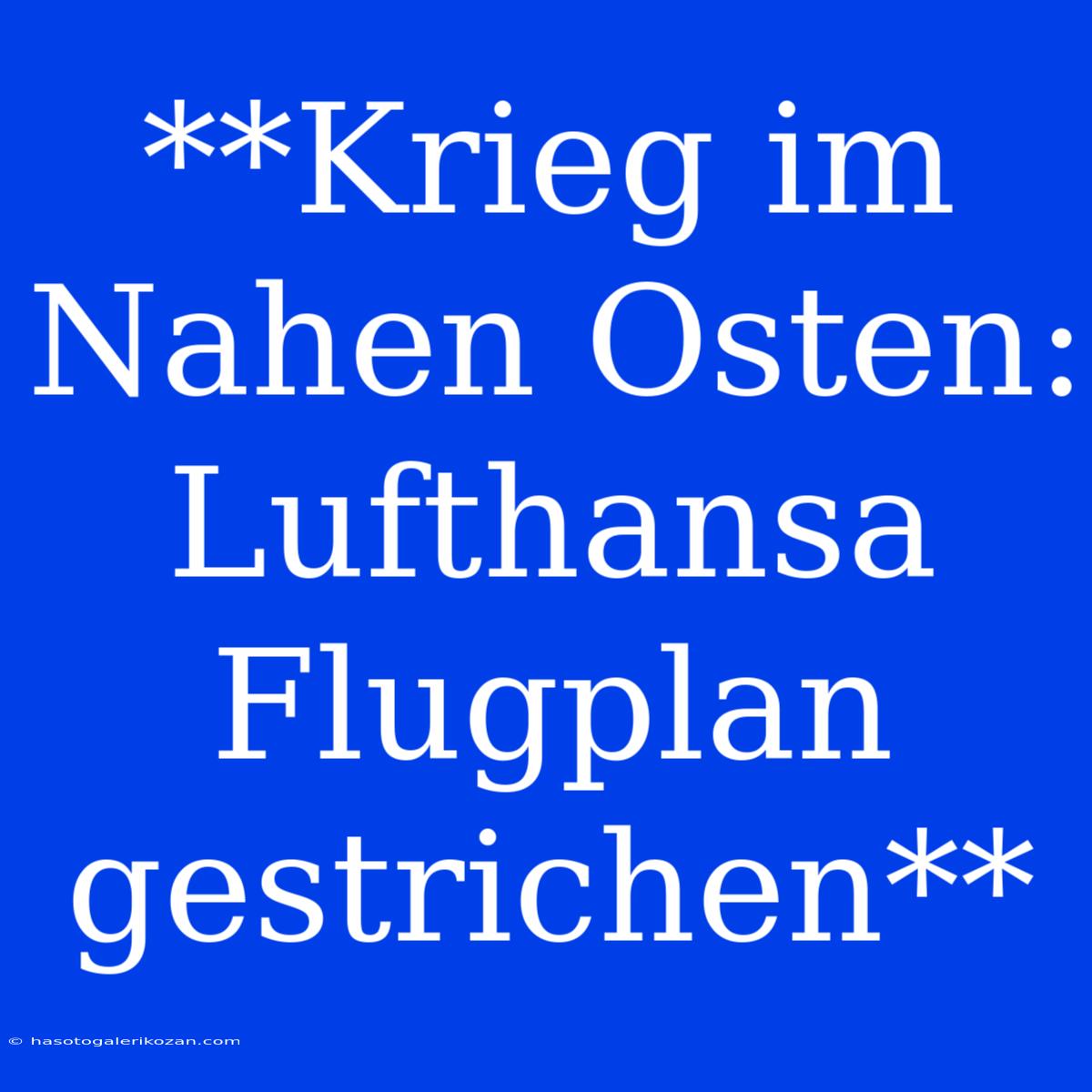 **Krieg Im Nahen Osten: Lufthansa Flugplan Gestrichen**