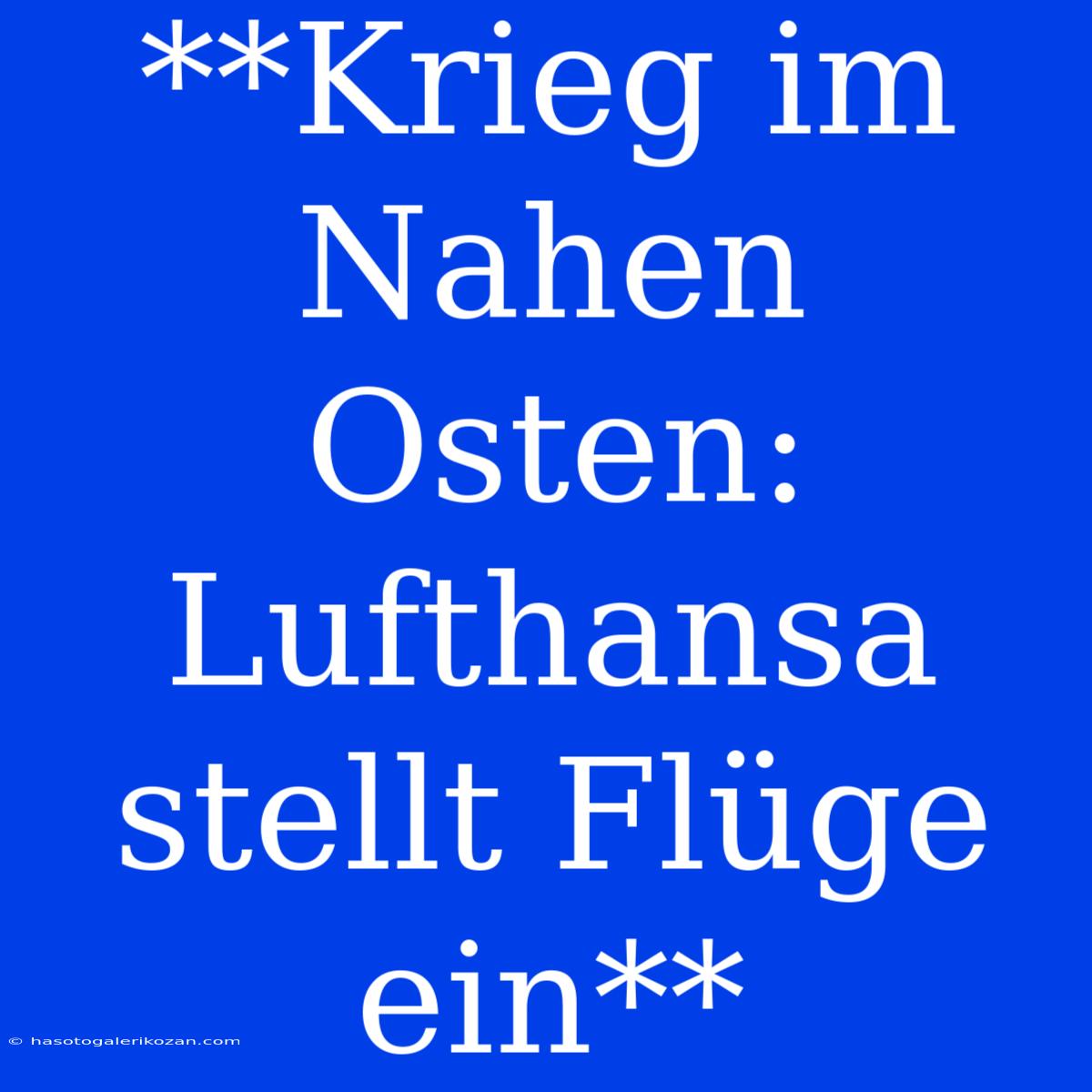 **Krieg Im Nahen Osten: Lufthansa Stellt Flüge Ein**