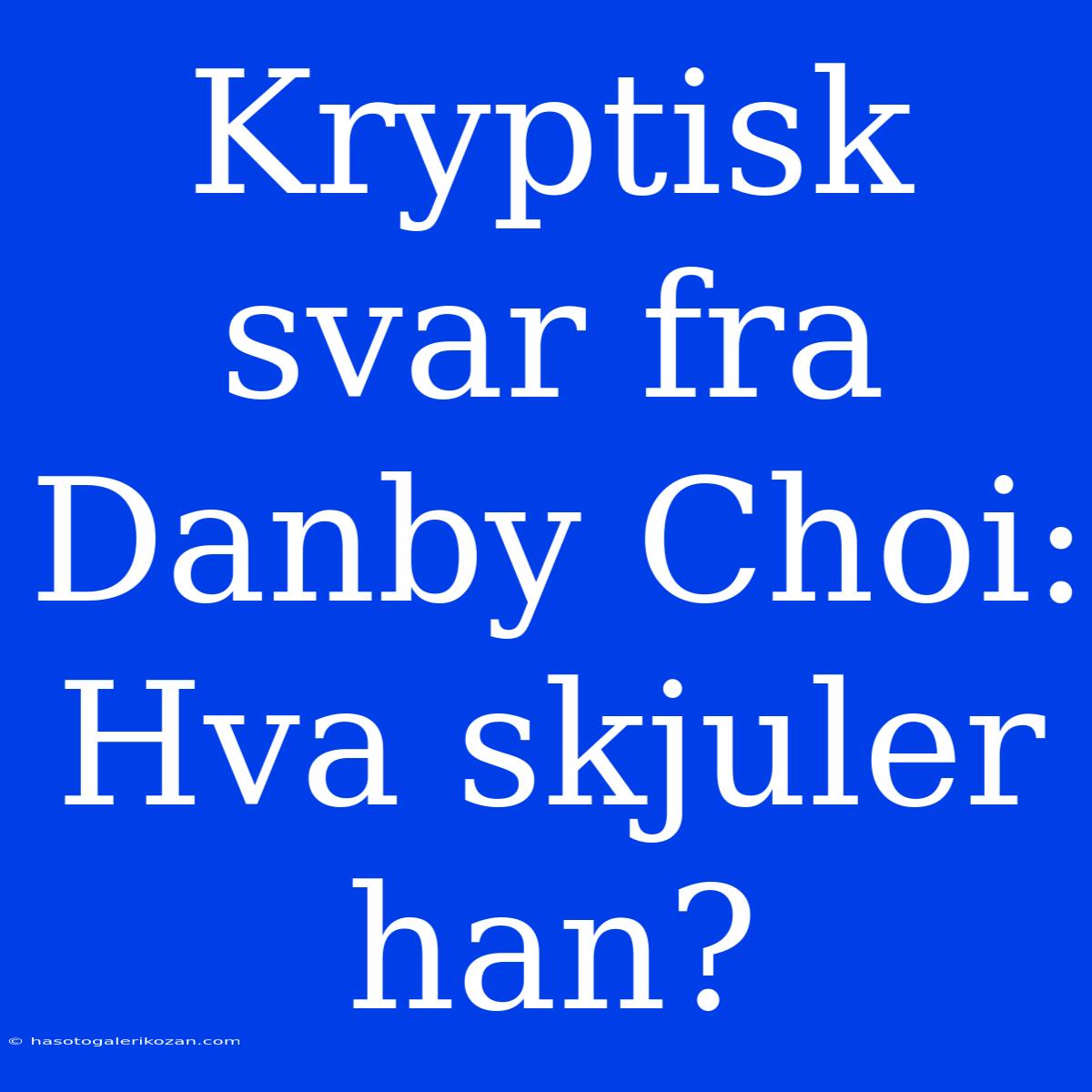 Kryptisk Svar Fra Danby Choi: Hva Skjuler Han?