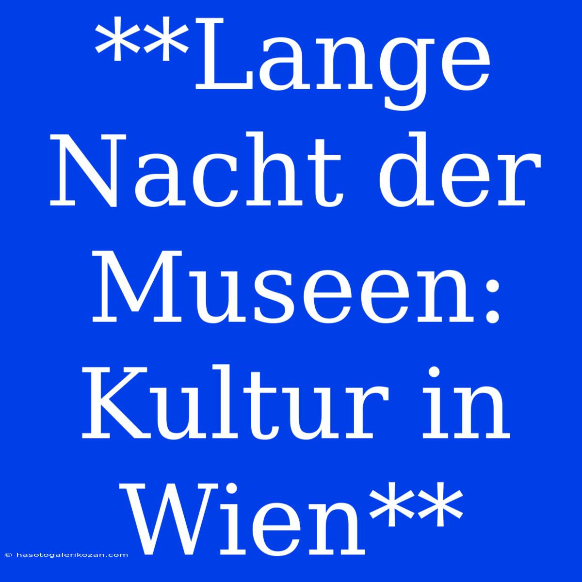 **Lange Nacht Der Museen: Kultur In Wien** 