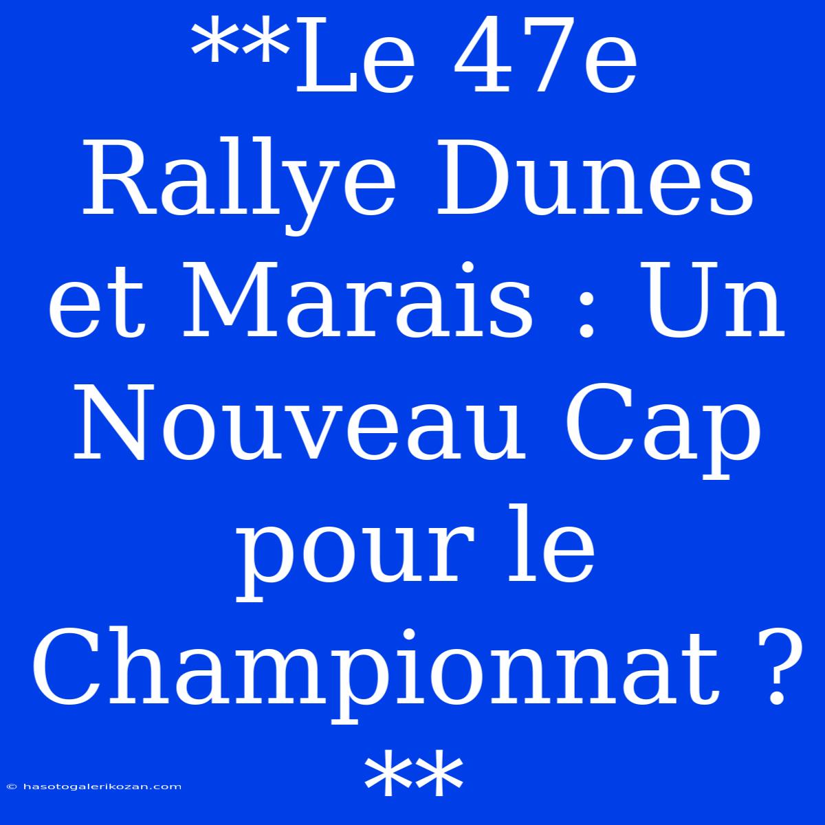 **Le 47e Rallye Dunes Et Marais : Un Nouveau Cap Pour Le Championnat ?**