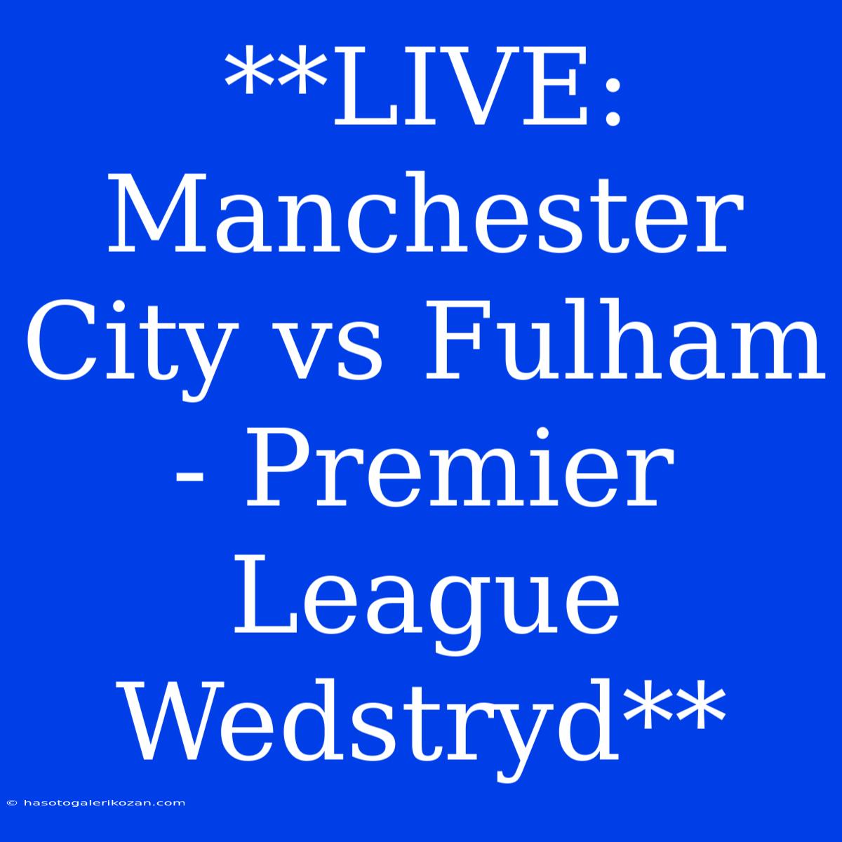 **LIVE: Manchester City Vs Fulham - Premier League Wedstryd**