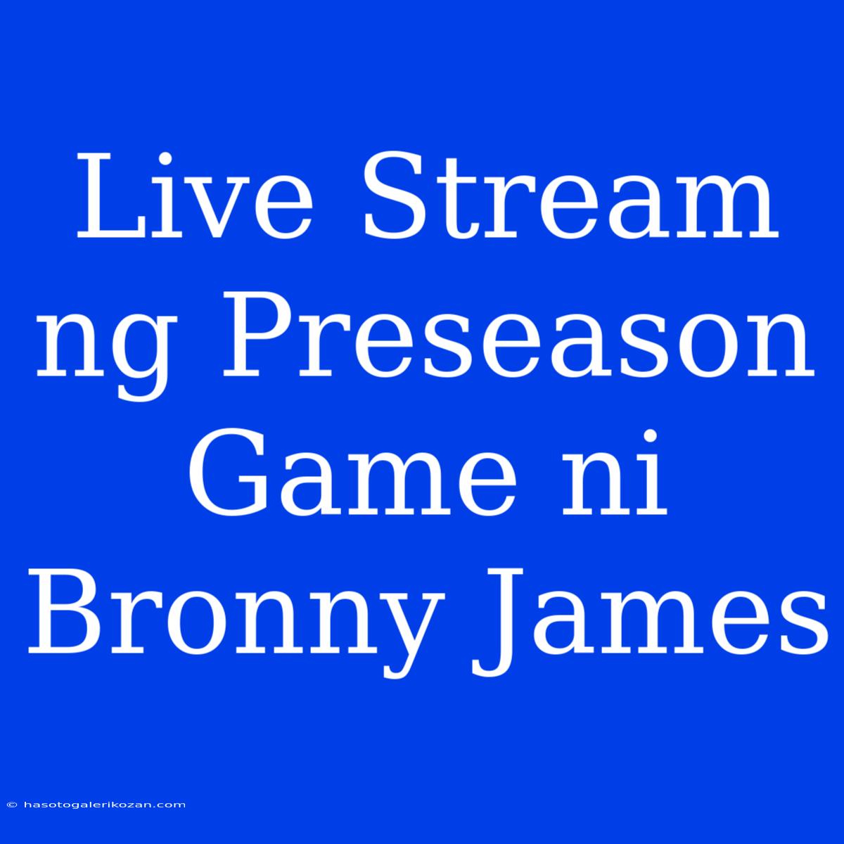 Live Stream Ng Preseason Game Ni Bronny James