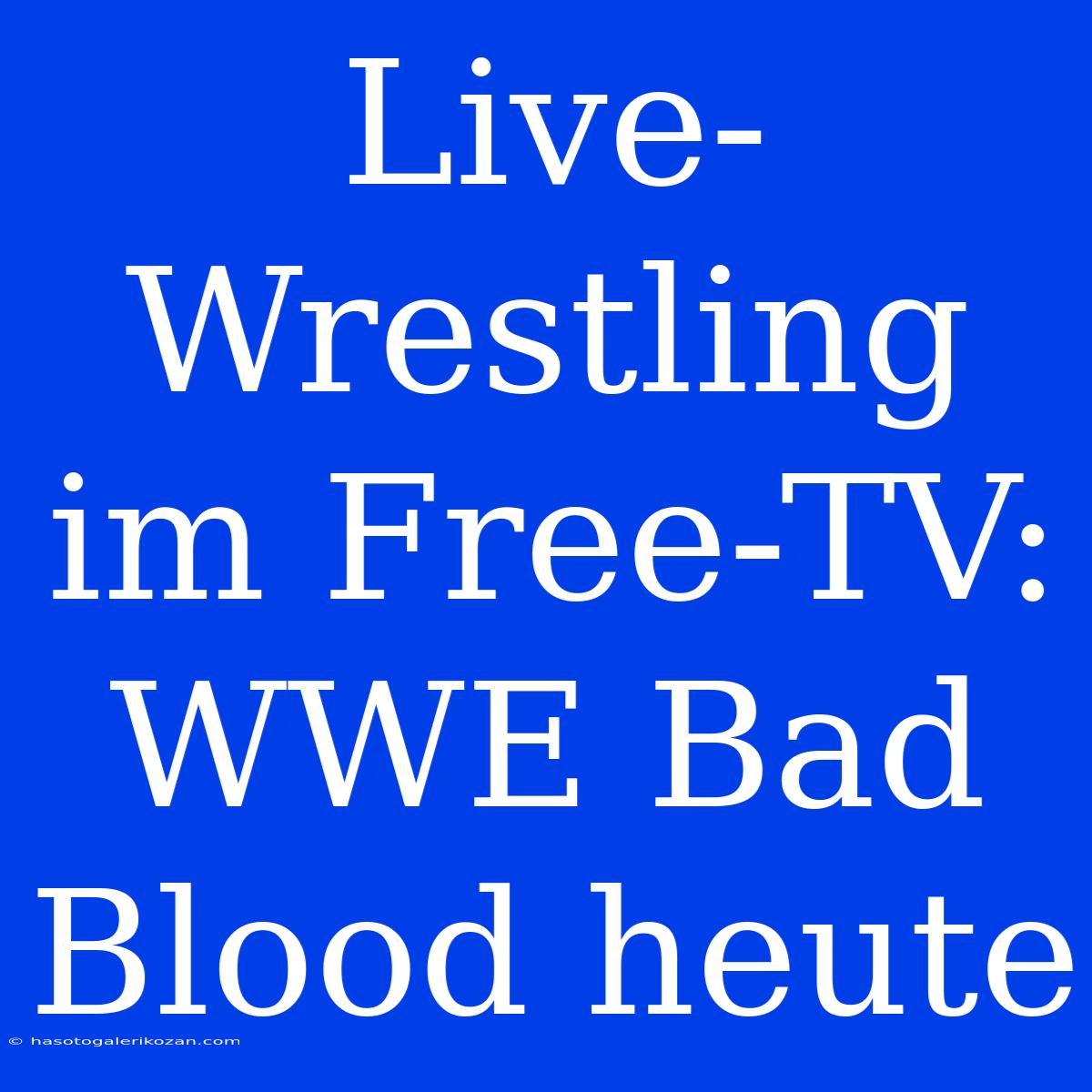 Live-Wrestling Im Free-TV: WWE Bad Blood Heute