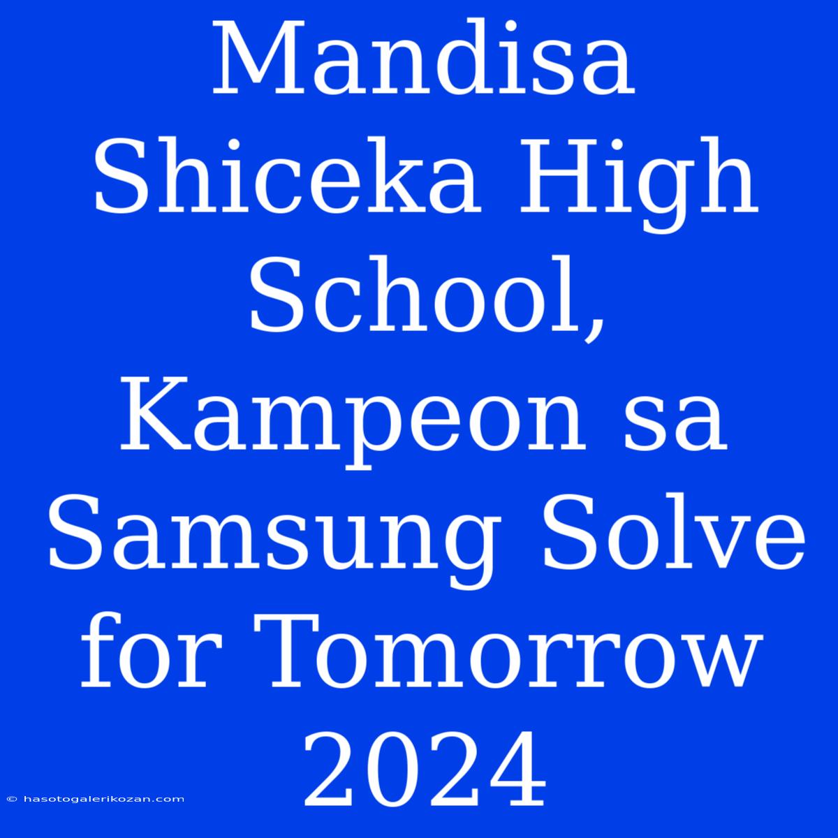 Mandisa Shiceka High School, Kampeon Sa Samsung Solve For Tomorrow 2024