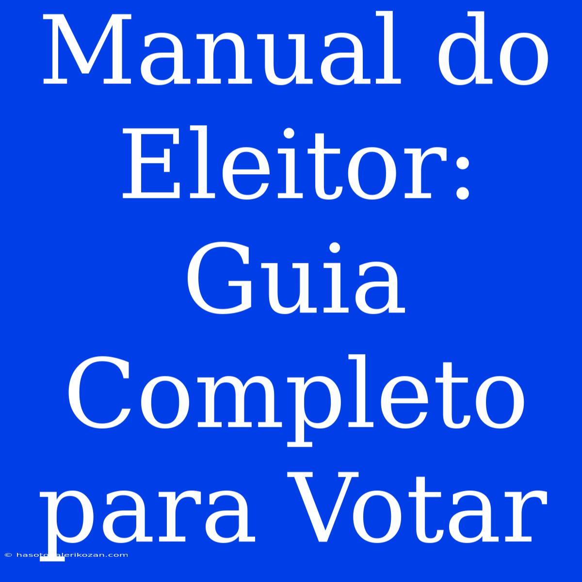 Manual Do Eleitor: Guia Completo Para Votar