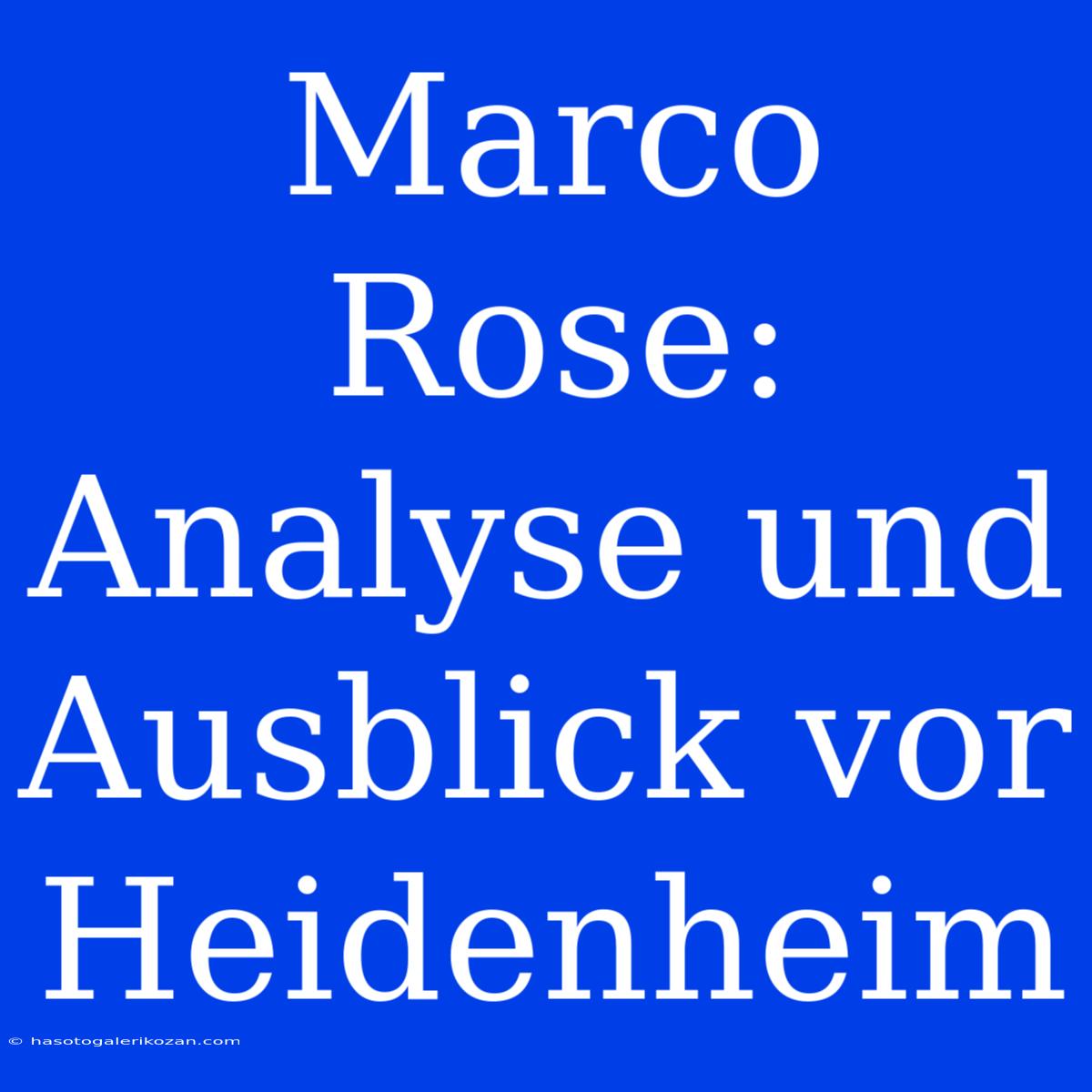 Marco Rose: Analyse Und Ausblick Vor Heidenheim 