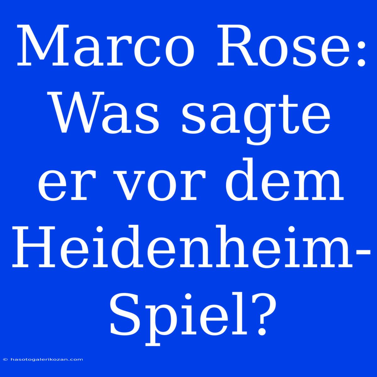 Marco Rose: Was Sagte Er Vor Dem Heidenheim-Spiel?