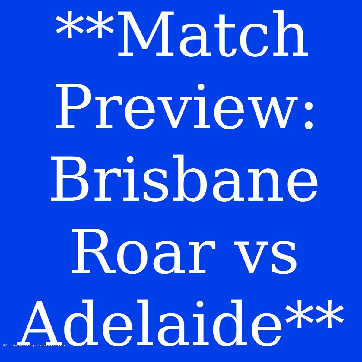 **Match Preview: Brisbane Roar Vs Adelaide**