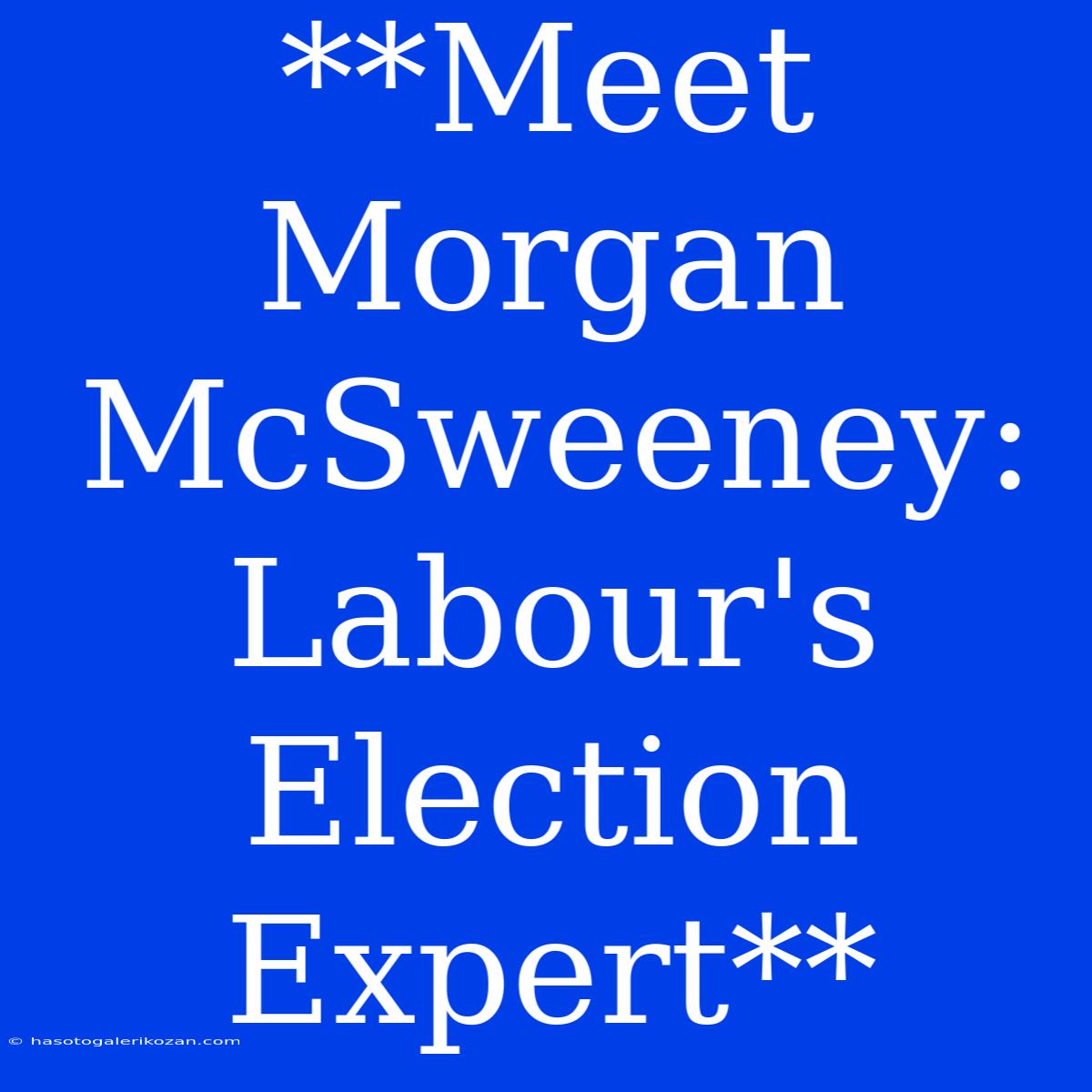 **Meet Morgan McSweeney: Labour's Election Expert** 