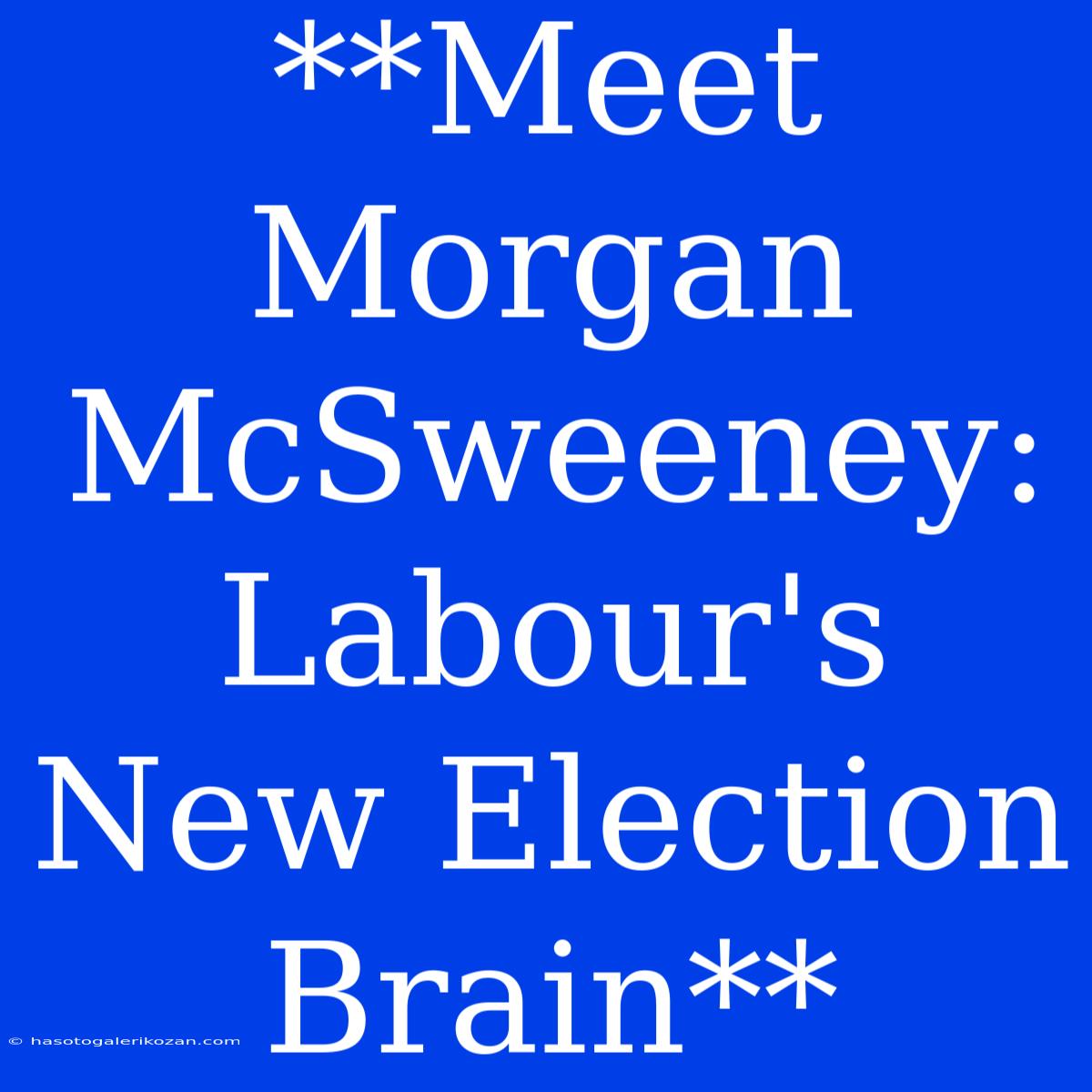 **Meet Morgan McSweeney: Labour's New Election Brain**