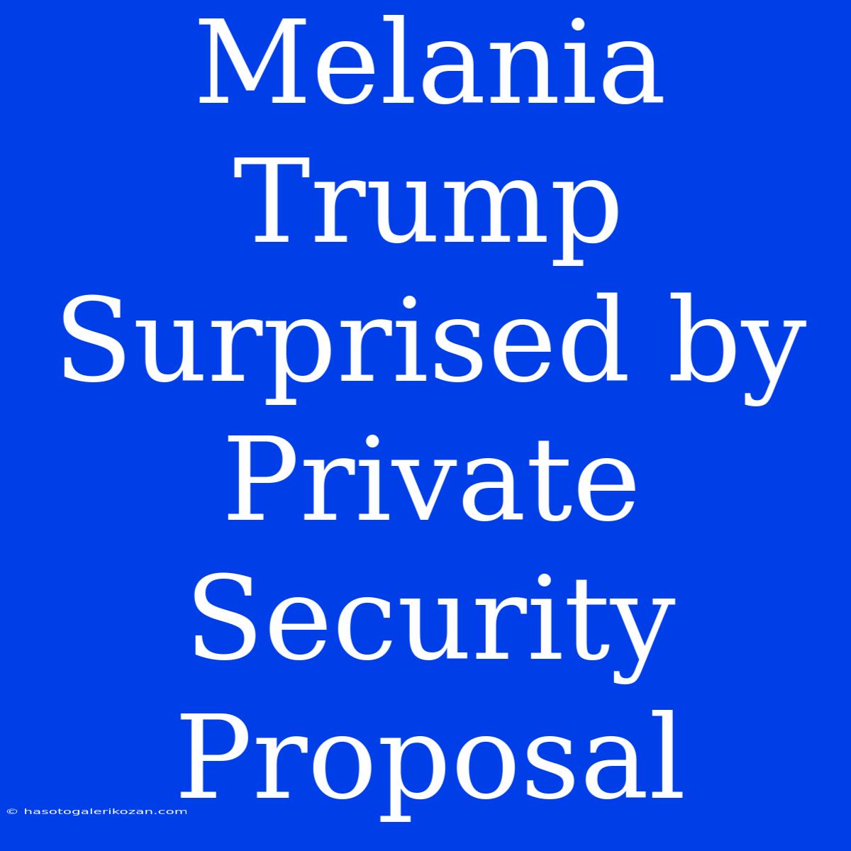 Melania Trump Surprised By Private Security Proposal