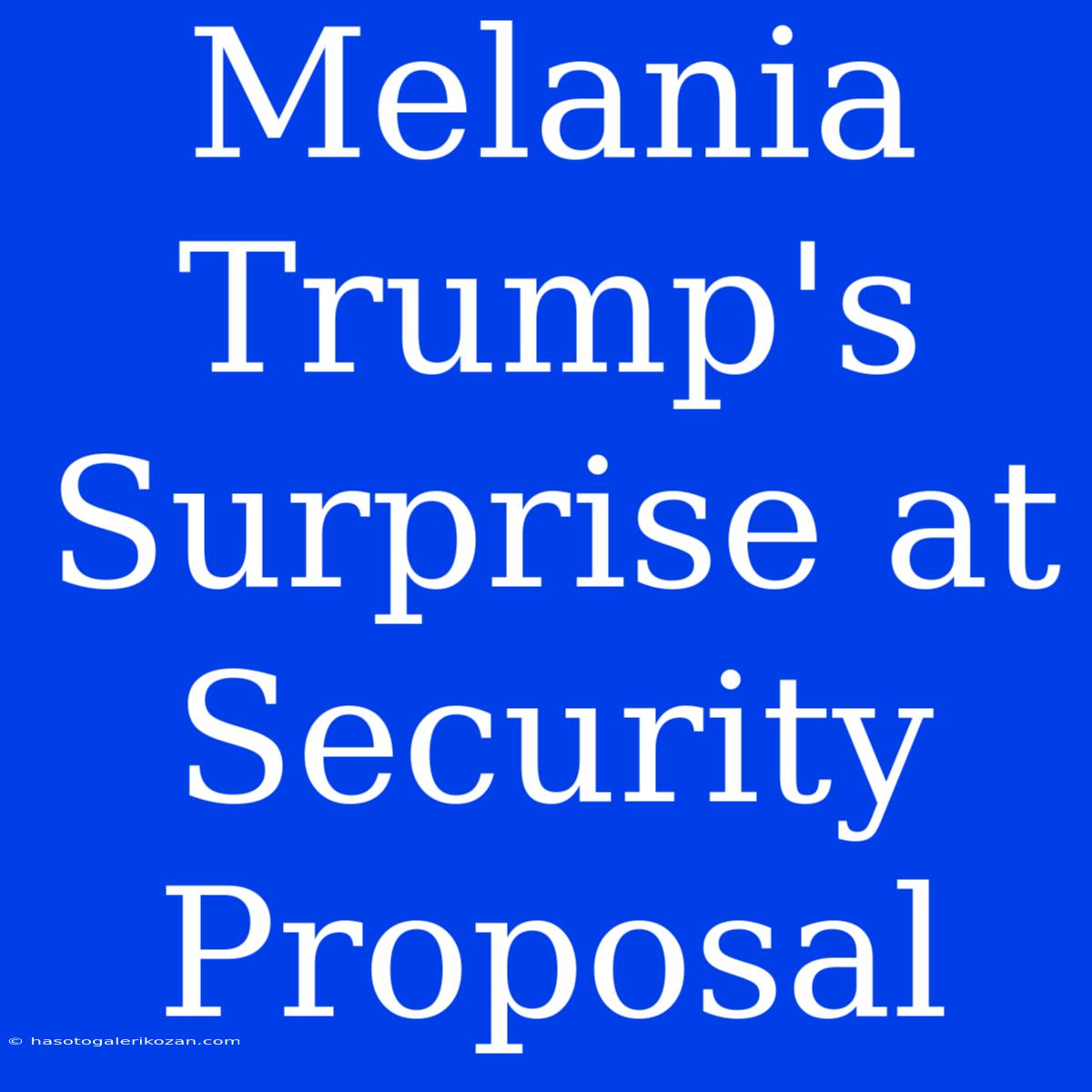 Melania Trump's Surprise At Security Proposal