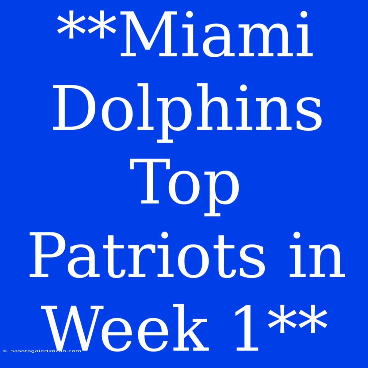 **Miami Dolphins Top Patriots In Week 1**