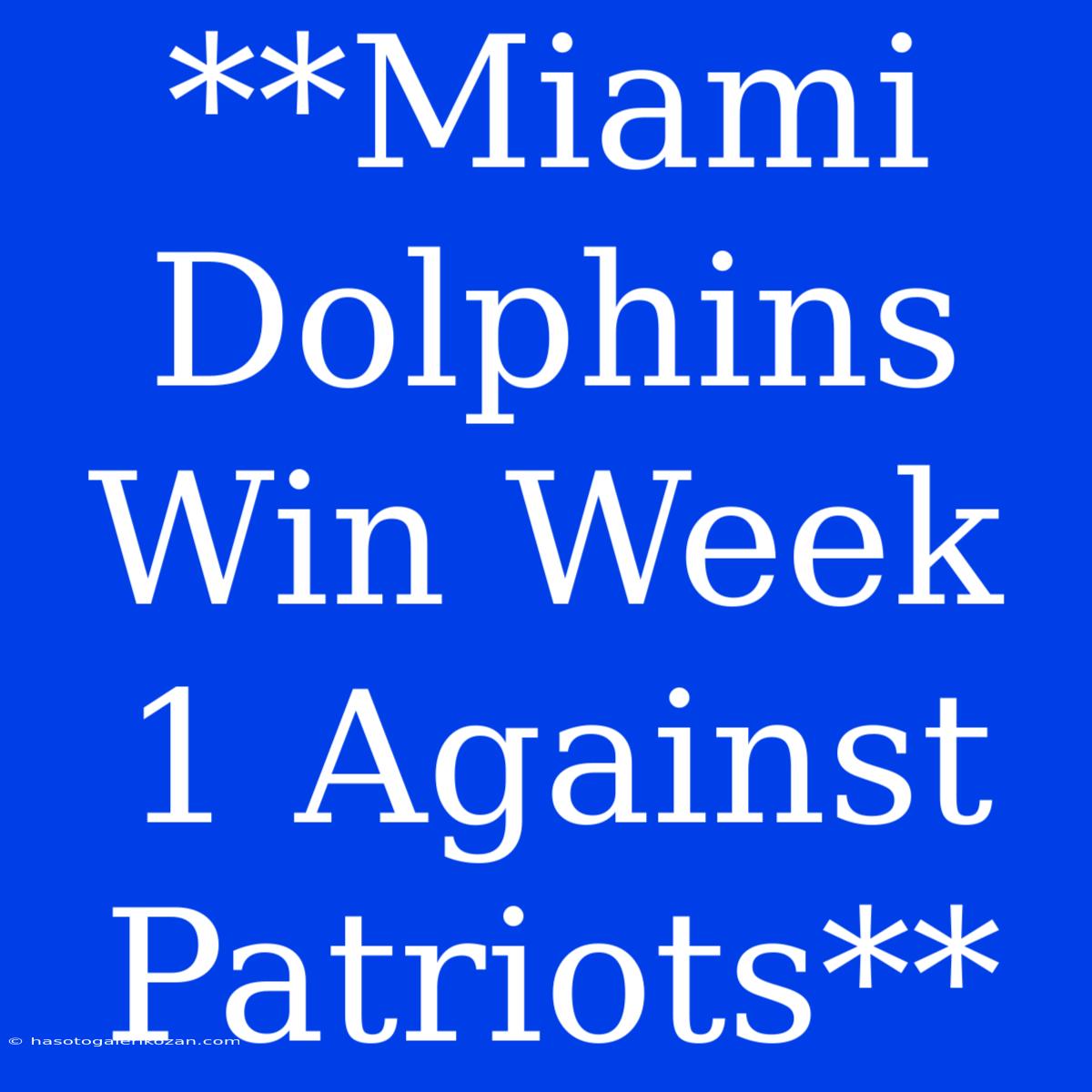 **Miami Dolphins Win Week 1 Against Patriots**