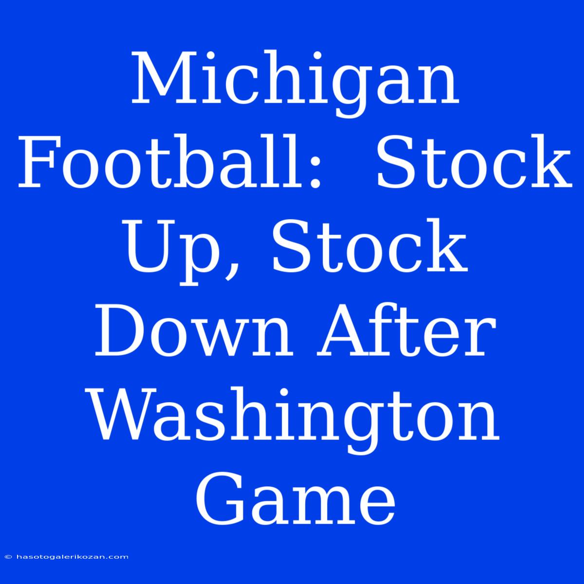 Michigan Football:  Stock Up, Stock Down After Washington Game