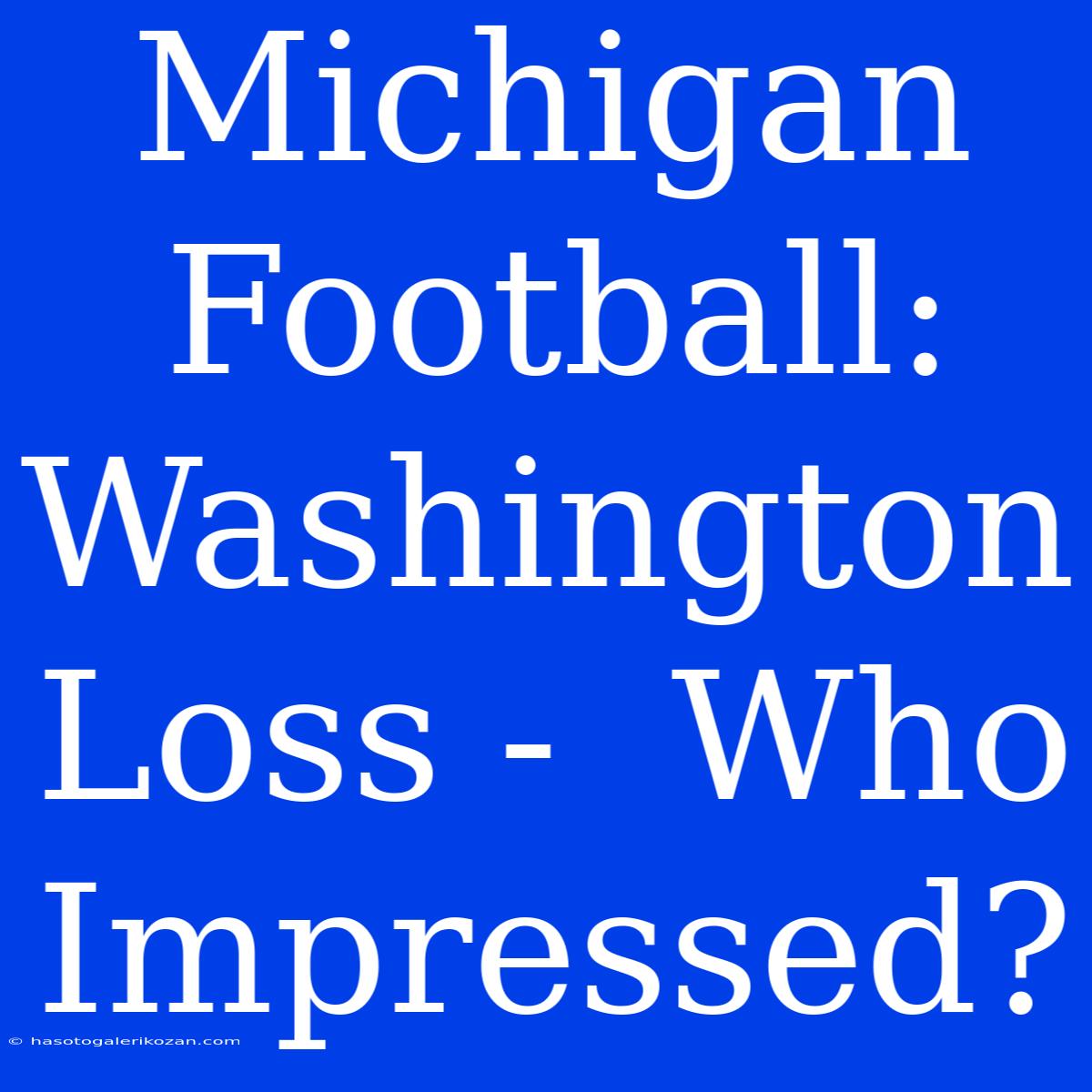 Michigan Football:  Washington Loss -  Who Impressed?