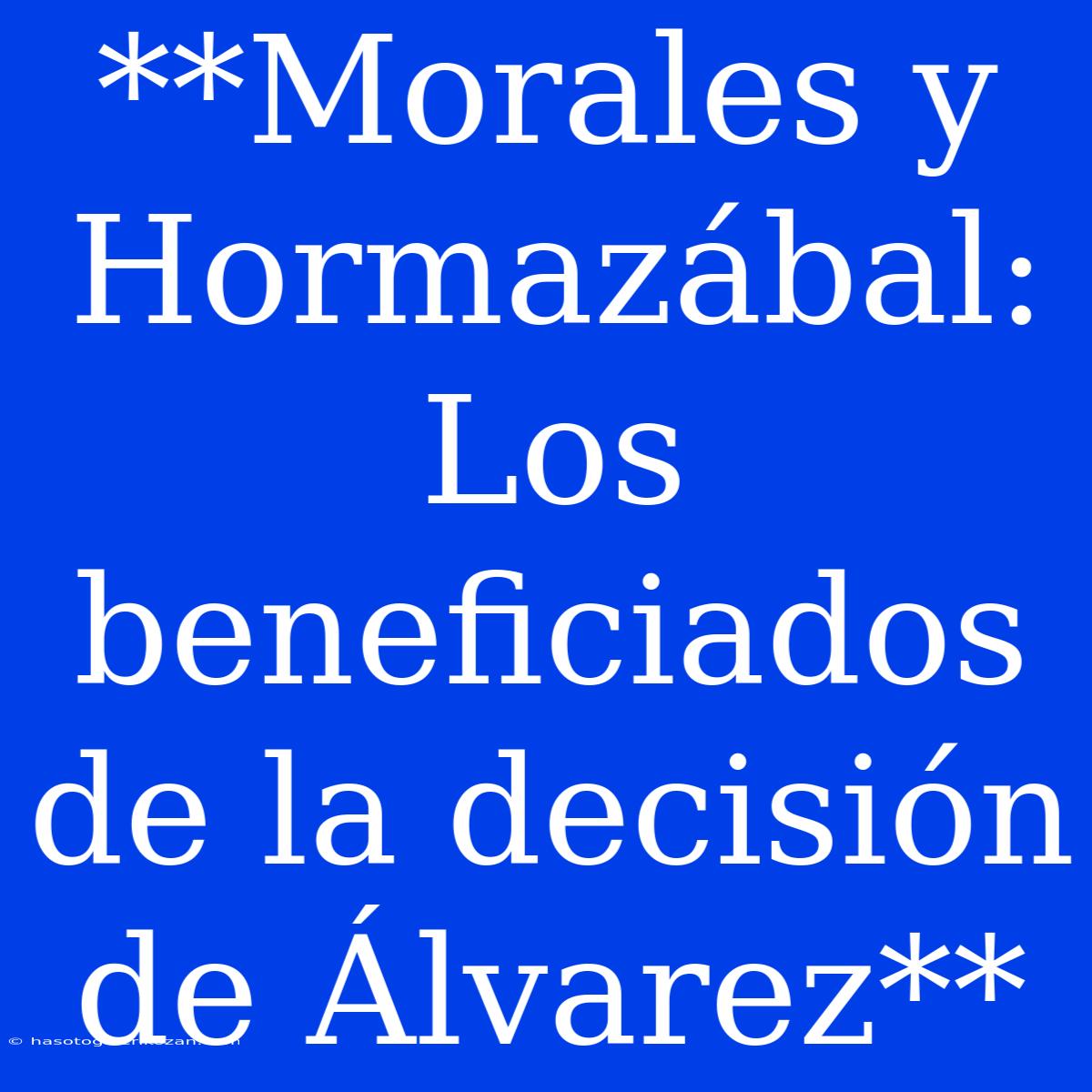 **Morales Y Hormazábal: Los Beneficiados De La Decisión De Álvarez** 