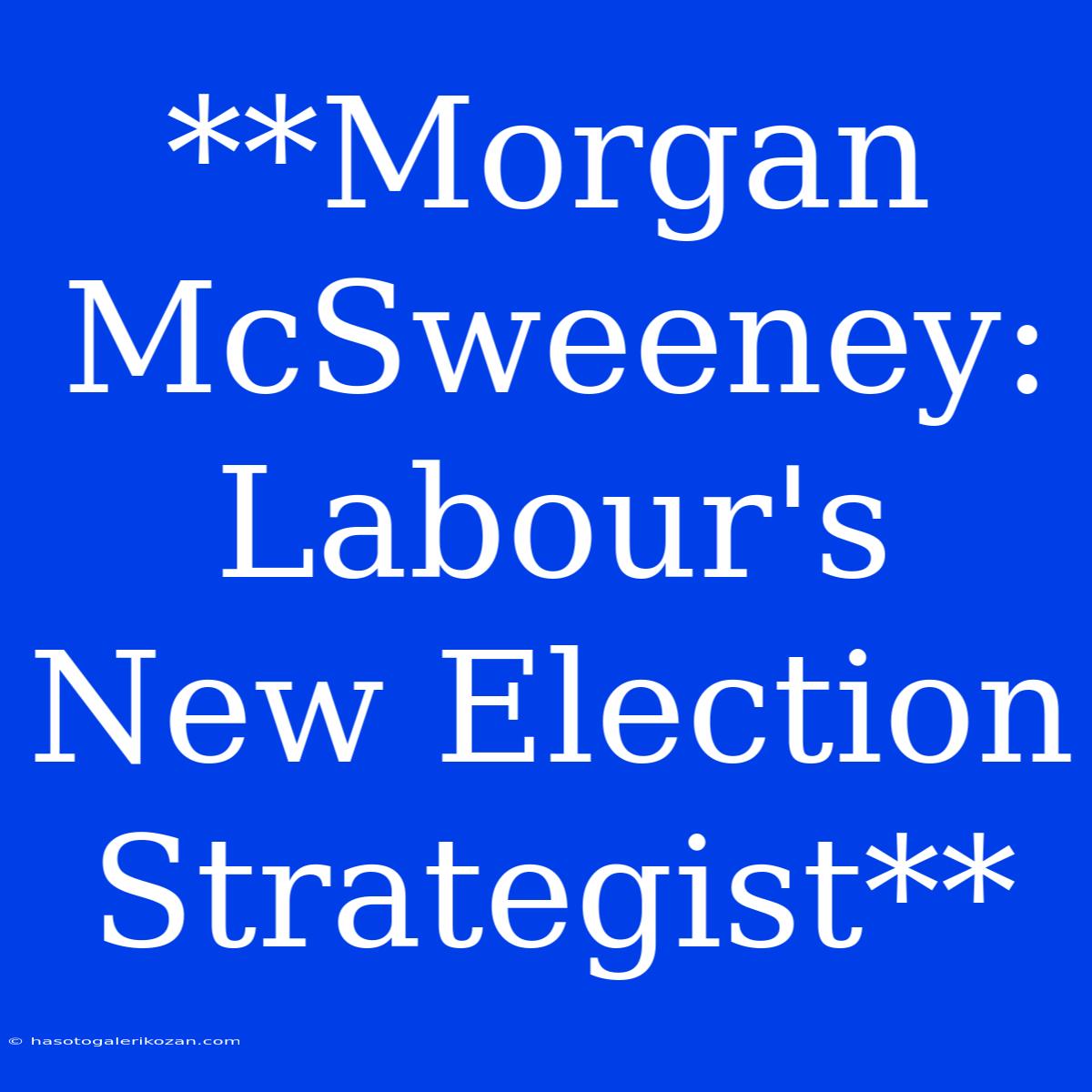 **Morgan McSweeney: Labour's New Election Strategist**