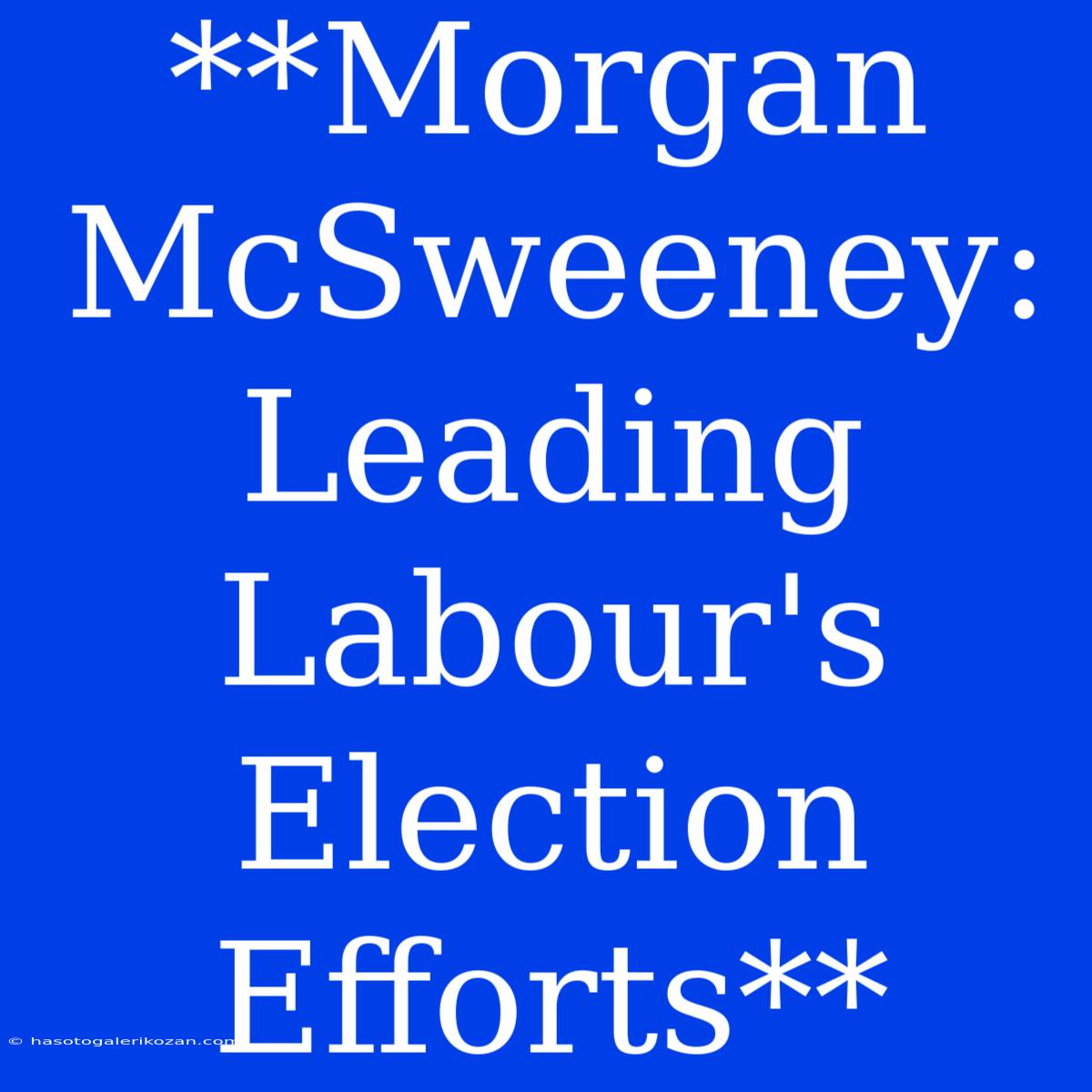 **Morgan McSweeney: Leading Labour's Election Efforts**