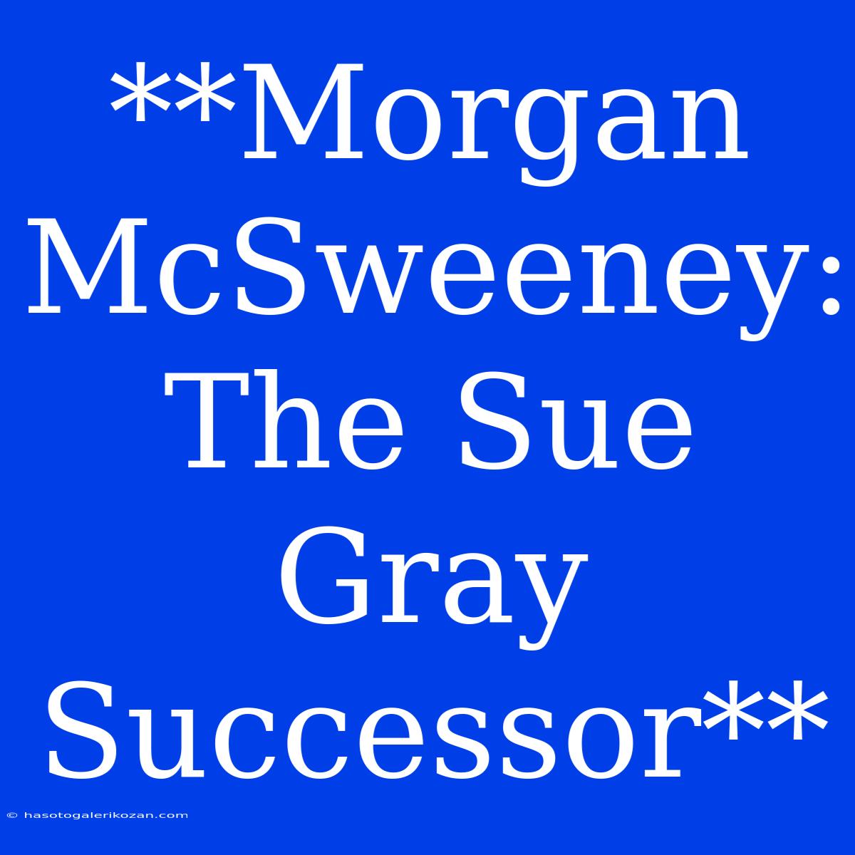 **Morgan McSweeney: The Sue Gray Successor**