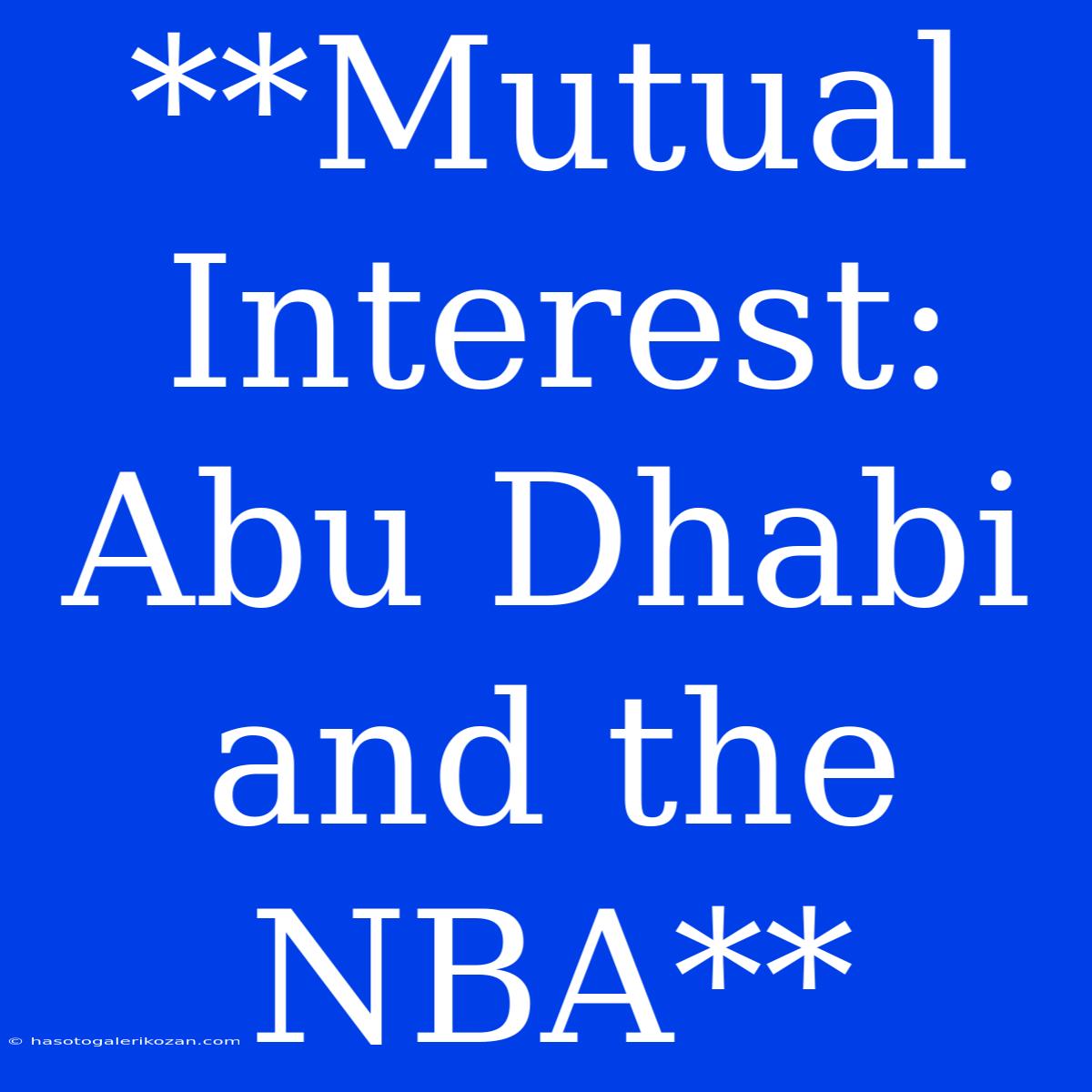 **Mutual Interest: Abu Dhabi And The NBA**