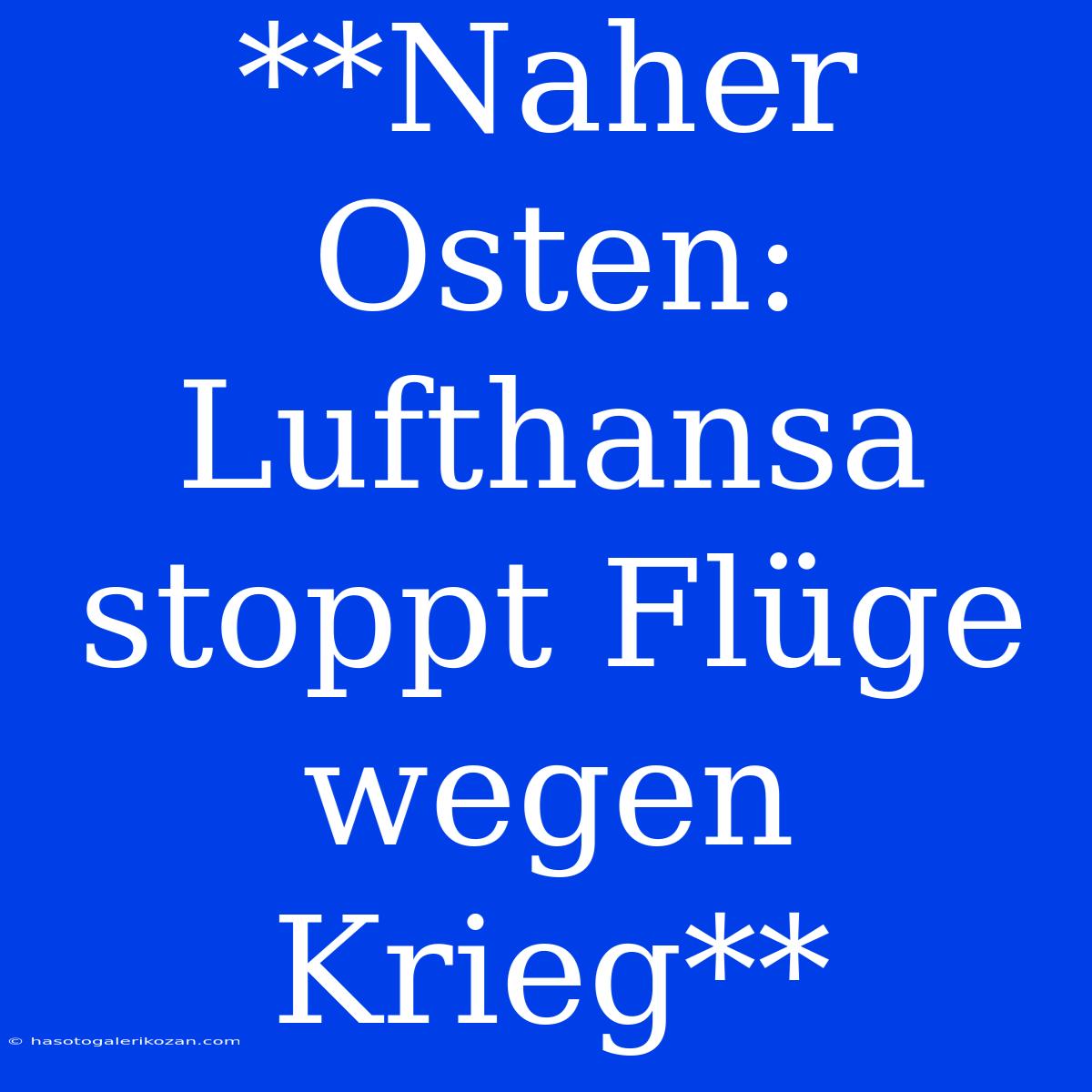 **Naher Osten: Lufthansa Stoppt Flüge Wegen Krieg**