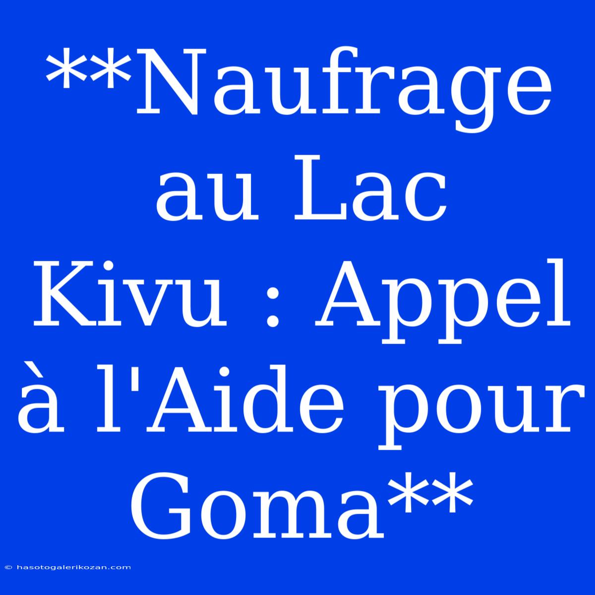 **Naufrage Au Lac Kivu : Appel À L'Aide Pour Goma**