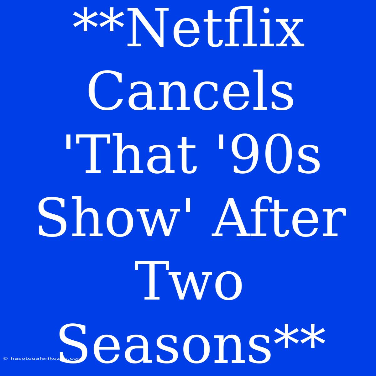 **Netflix Cancels 'That '90s Show' After Two Seasons**