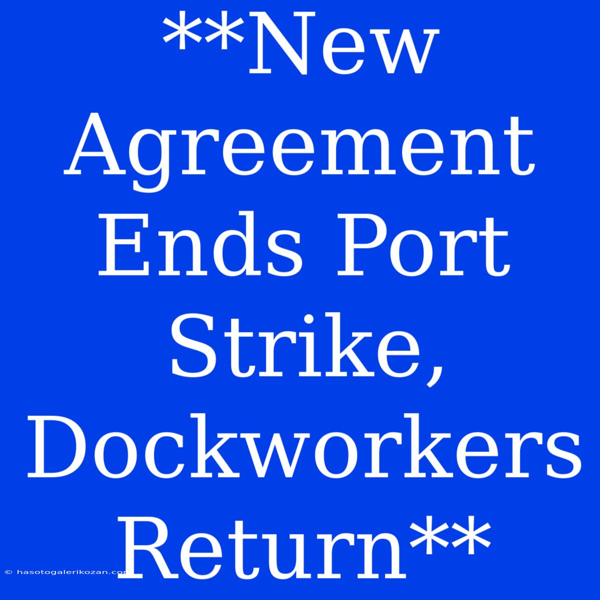 **New Agreement Ends Port Strike, Dockworkers Return**