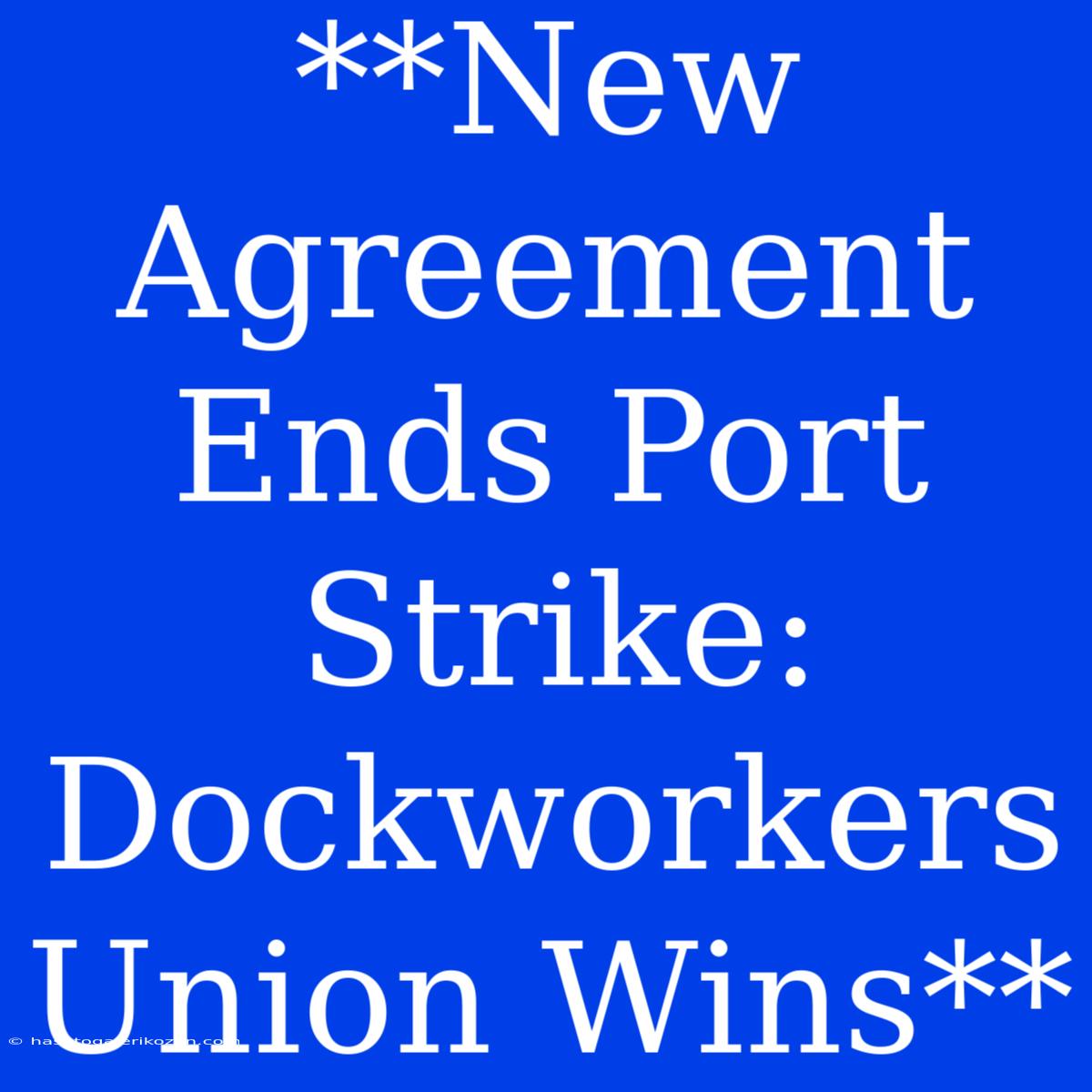 **New Agreement Ends Port Strike: Dockworkers Union Wins**