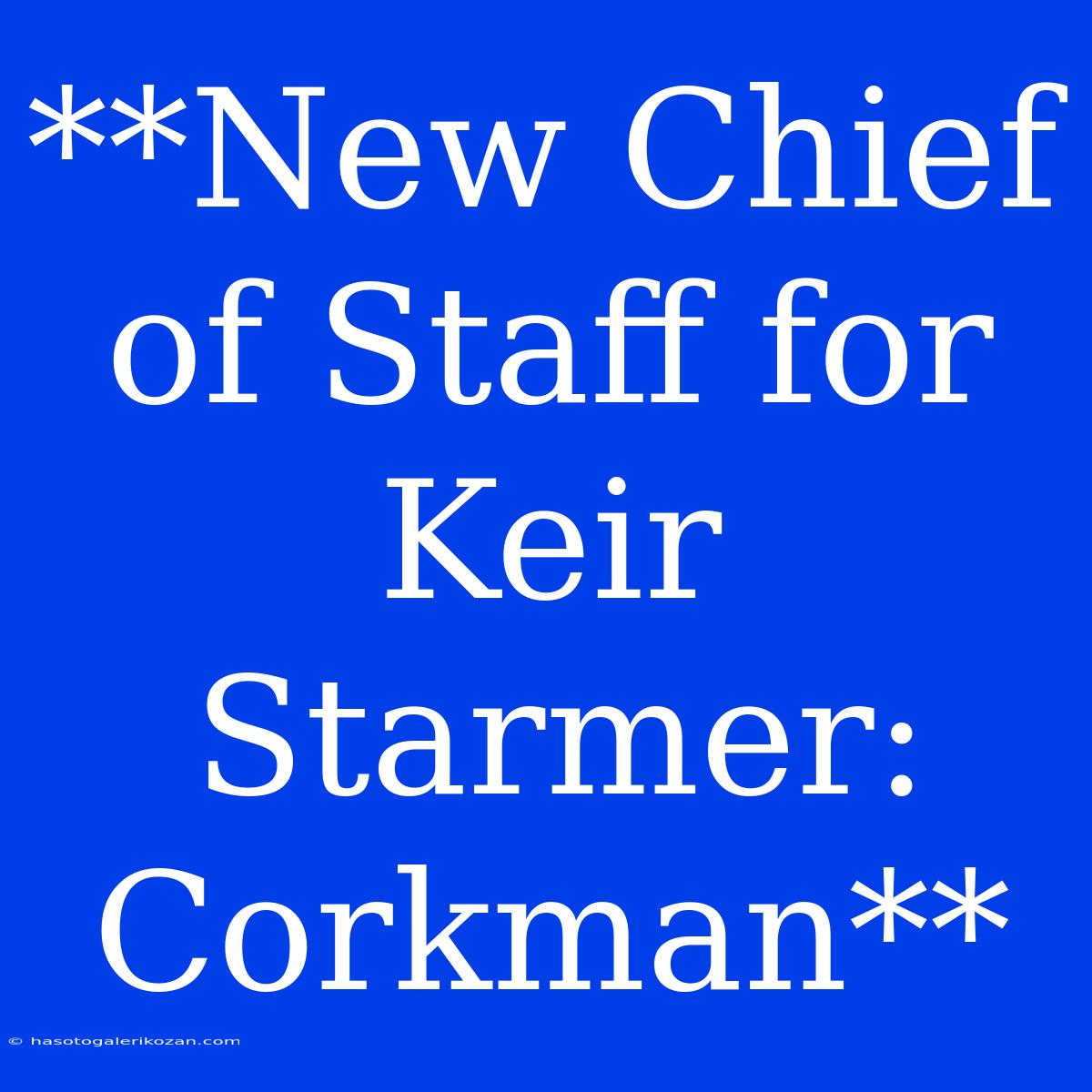 **New Chief Of Staff For Keir Starmer: Corkman**