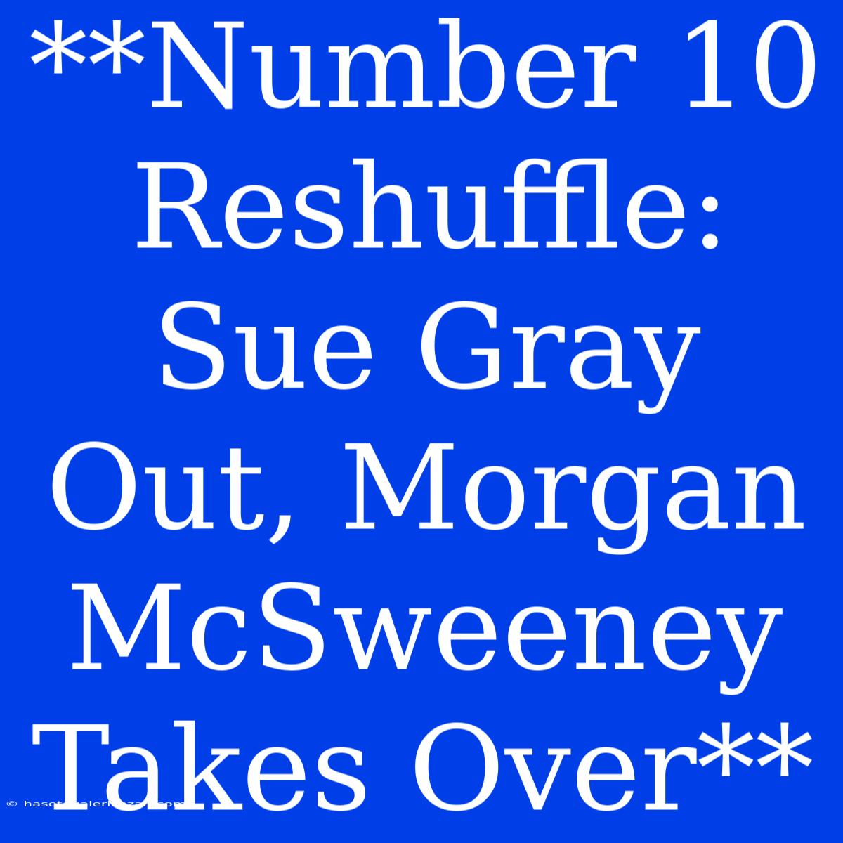 **Number 10 Reshuffle: Sue Gray Out, Morgan McSweeney Takes Over** 