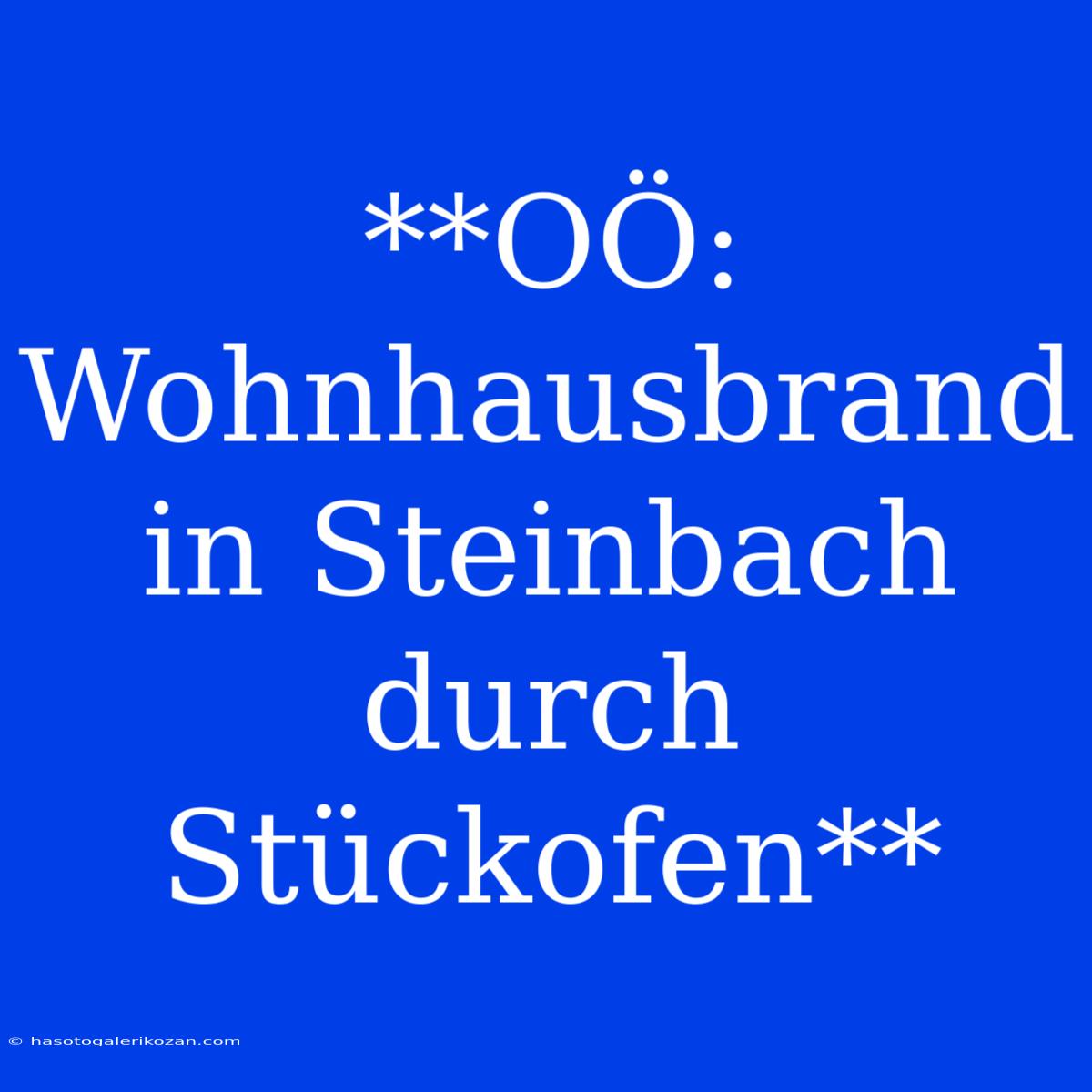 **OÖ: Wohnhausbrand In Steinbach Durch Stückofen**