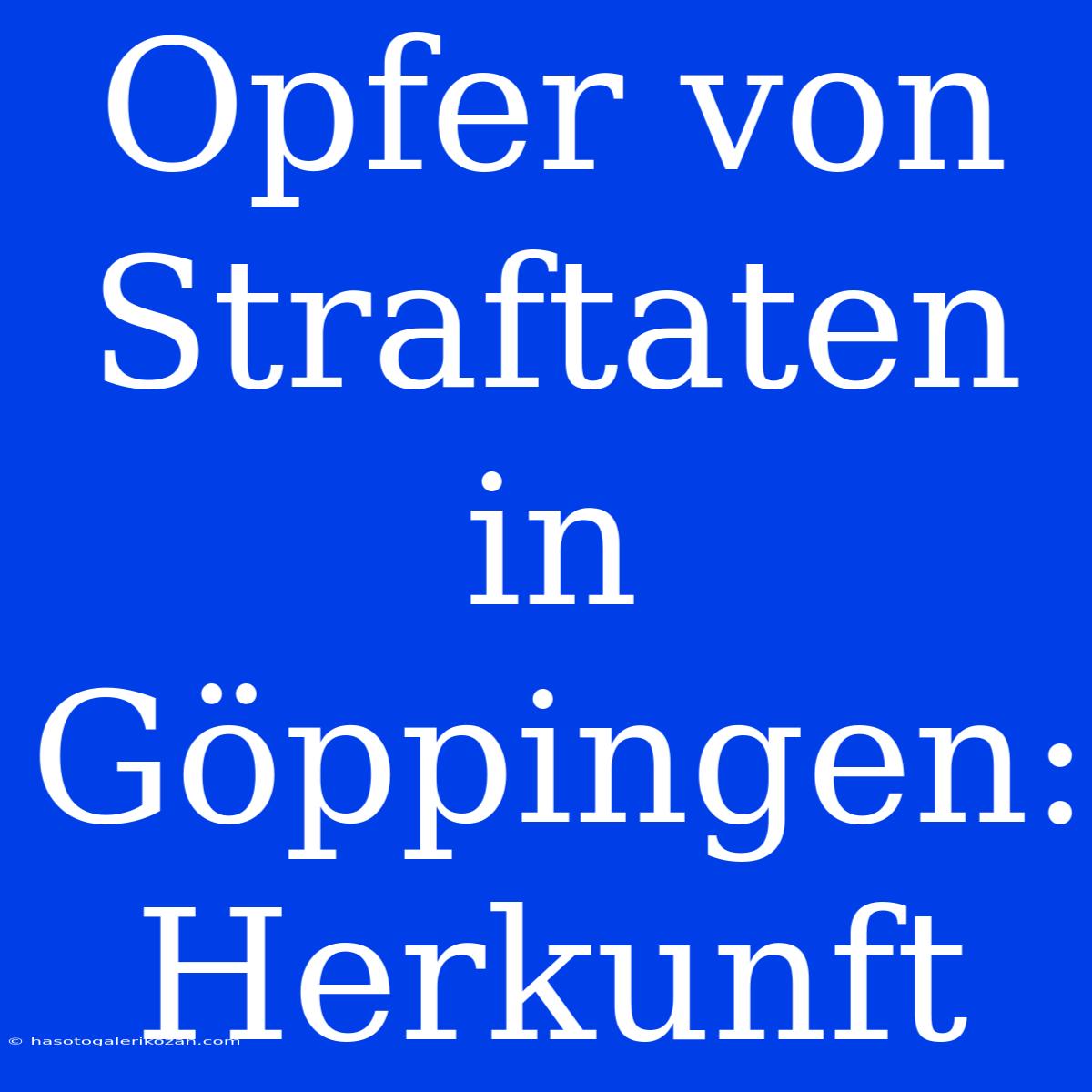 Opfer Von Straftaten In Göppingen: Herkunft