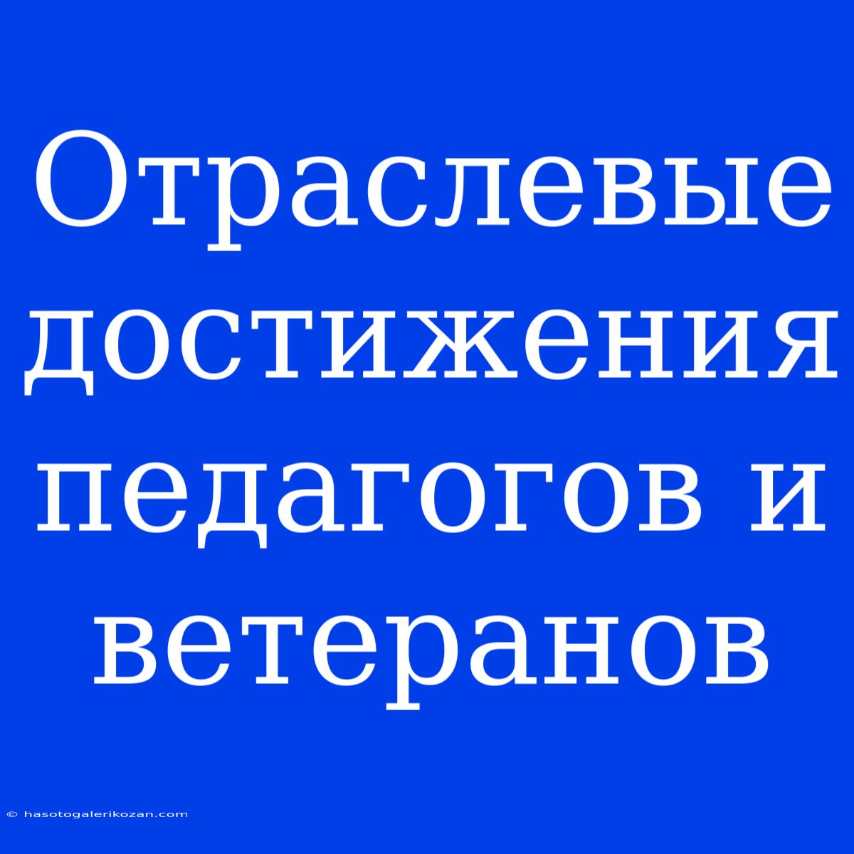 Отраслевые Достижения Педагогов И Ветеранов 