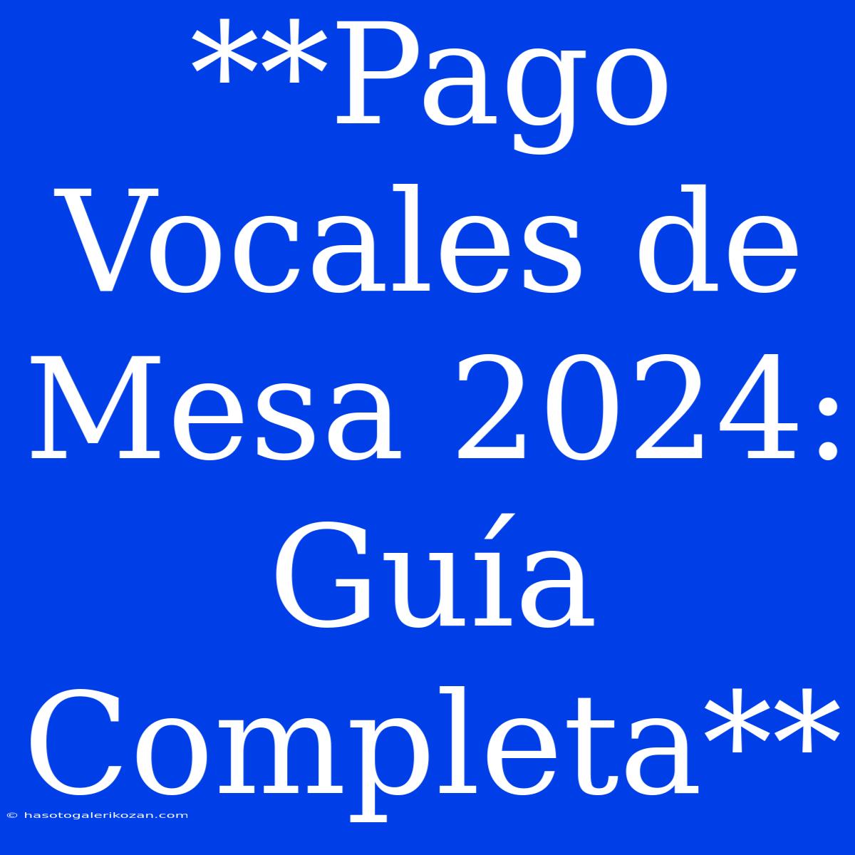 **Pago Vocales De Mesa 2024: Guía Completa**