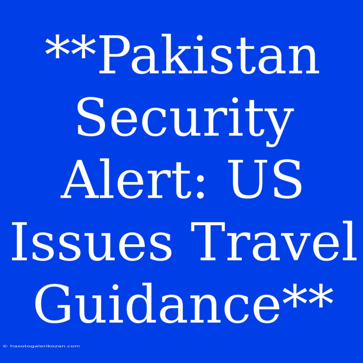 **Pakistan Security Alert: US Issues Travel Guidance**