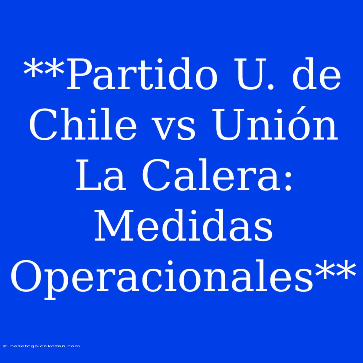 **Partido U. De Chile Vs Unión La Calera: Medidas Operacionales**