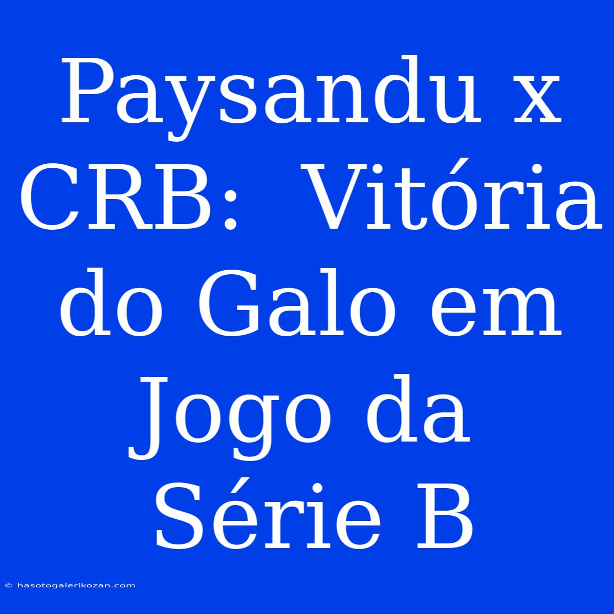 Paysandu X CRB:  Vitória Do Galo Em Jogo Da Série B 