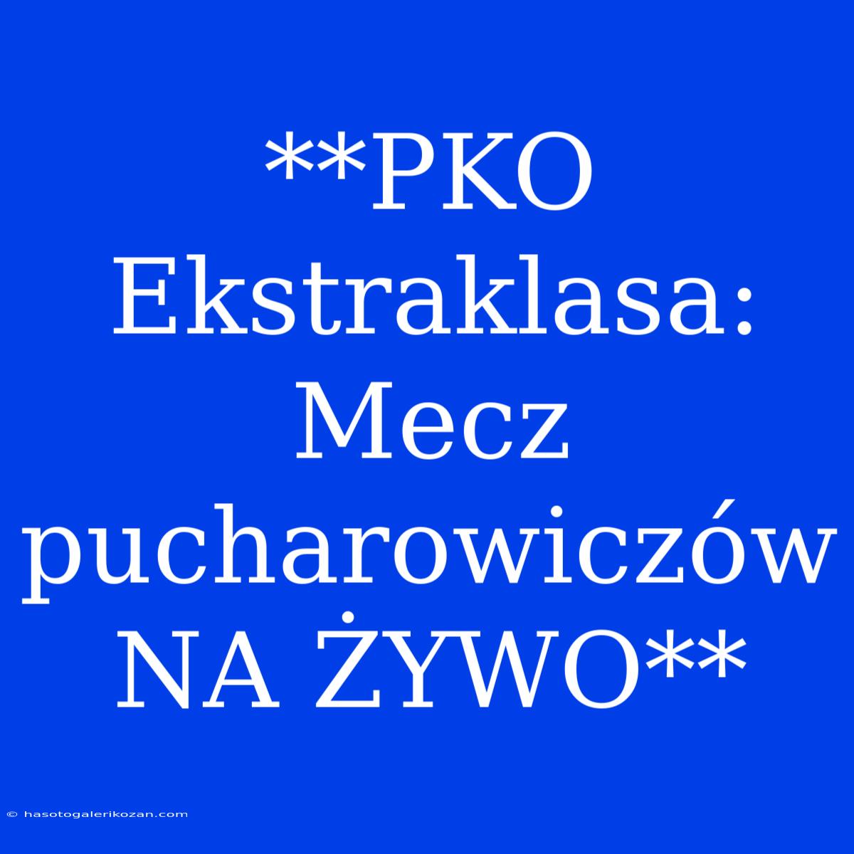 **PKO Ekstraklasa: Mecz Pucharowiczów NA ŻYWO** 