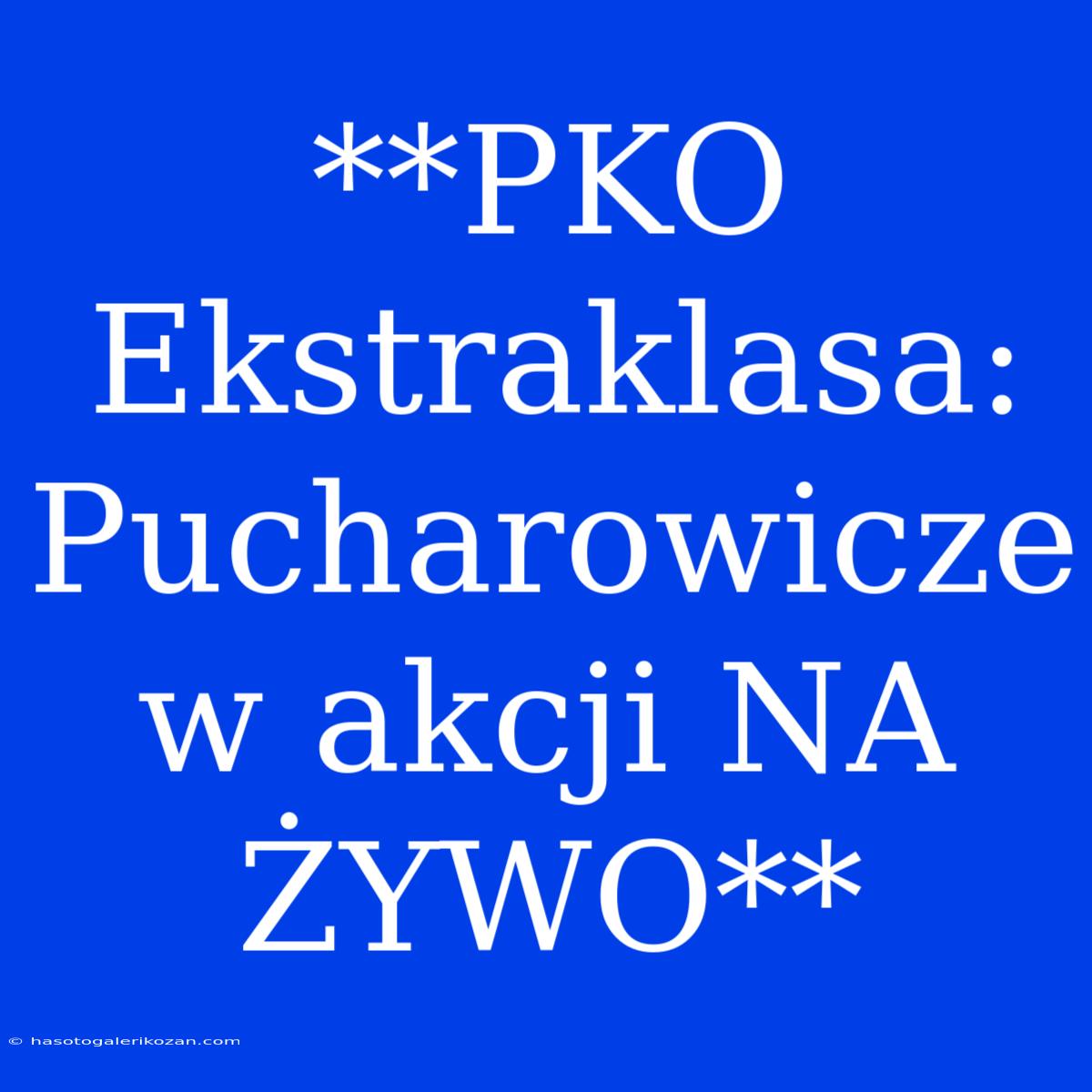 **PKO Ekstraklasa: Pucharowicze W Akcji NA ŻYWO**