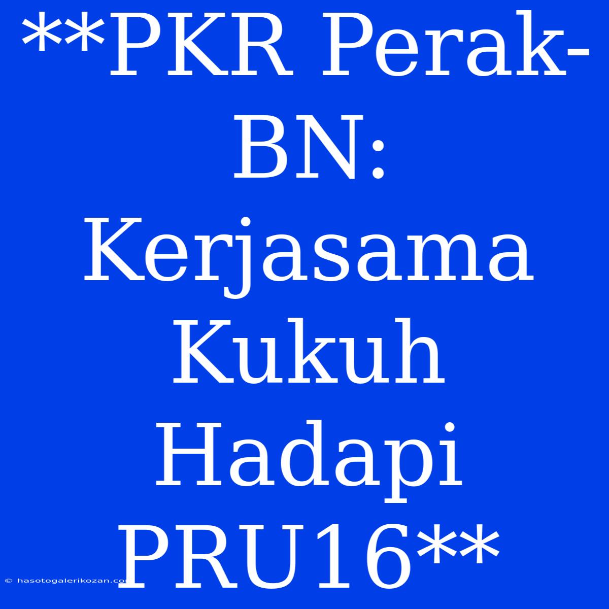 **PKR Perak-BN: Kerjasama Kukuh Hadapi PRU16**