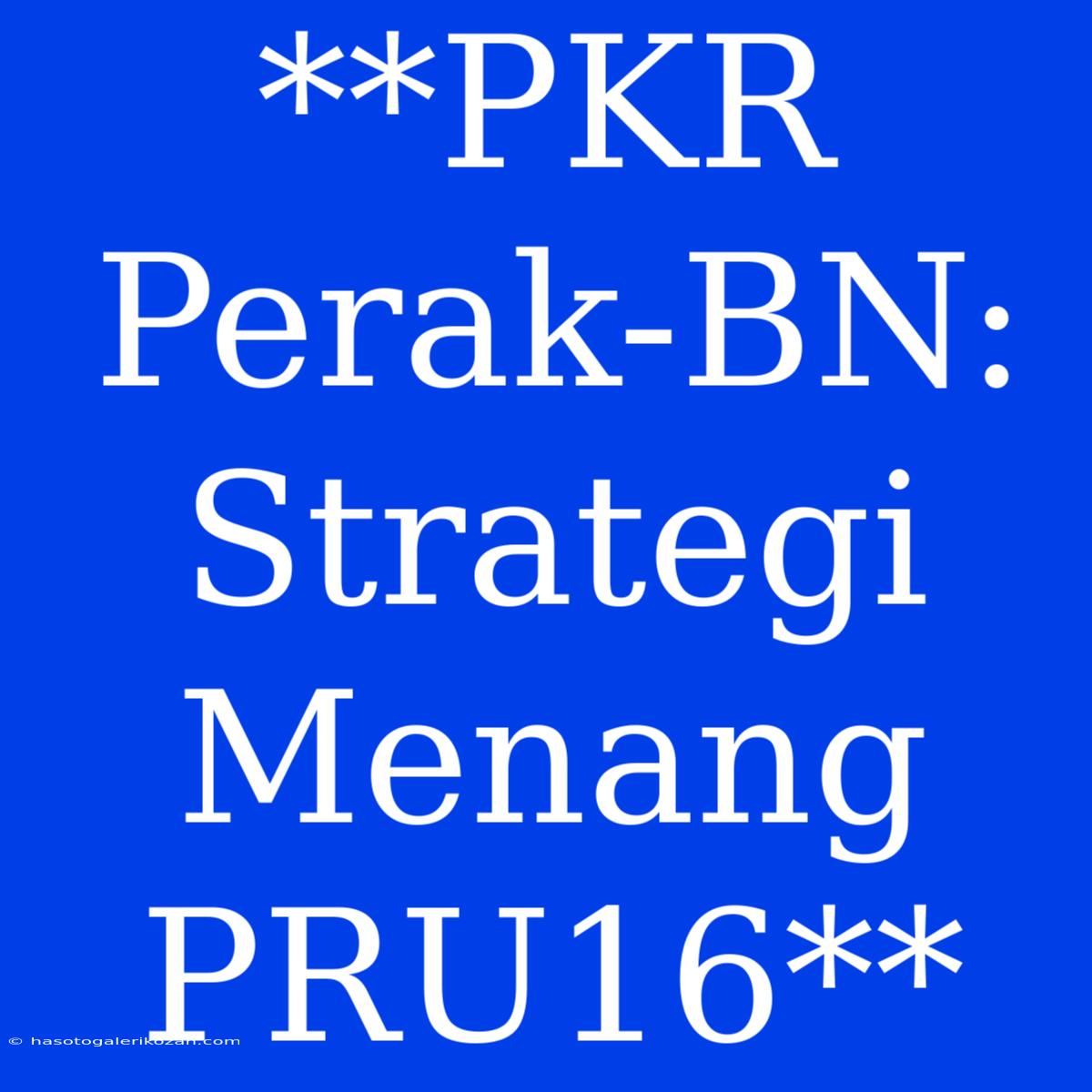 **PKR Perak-BN: Strategi Menang PRU16**