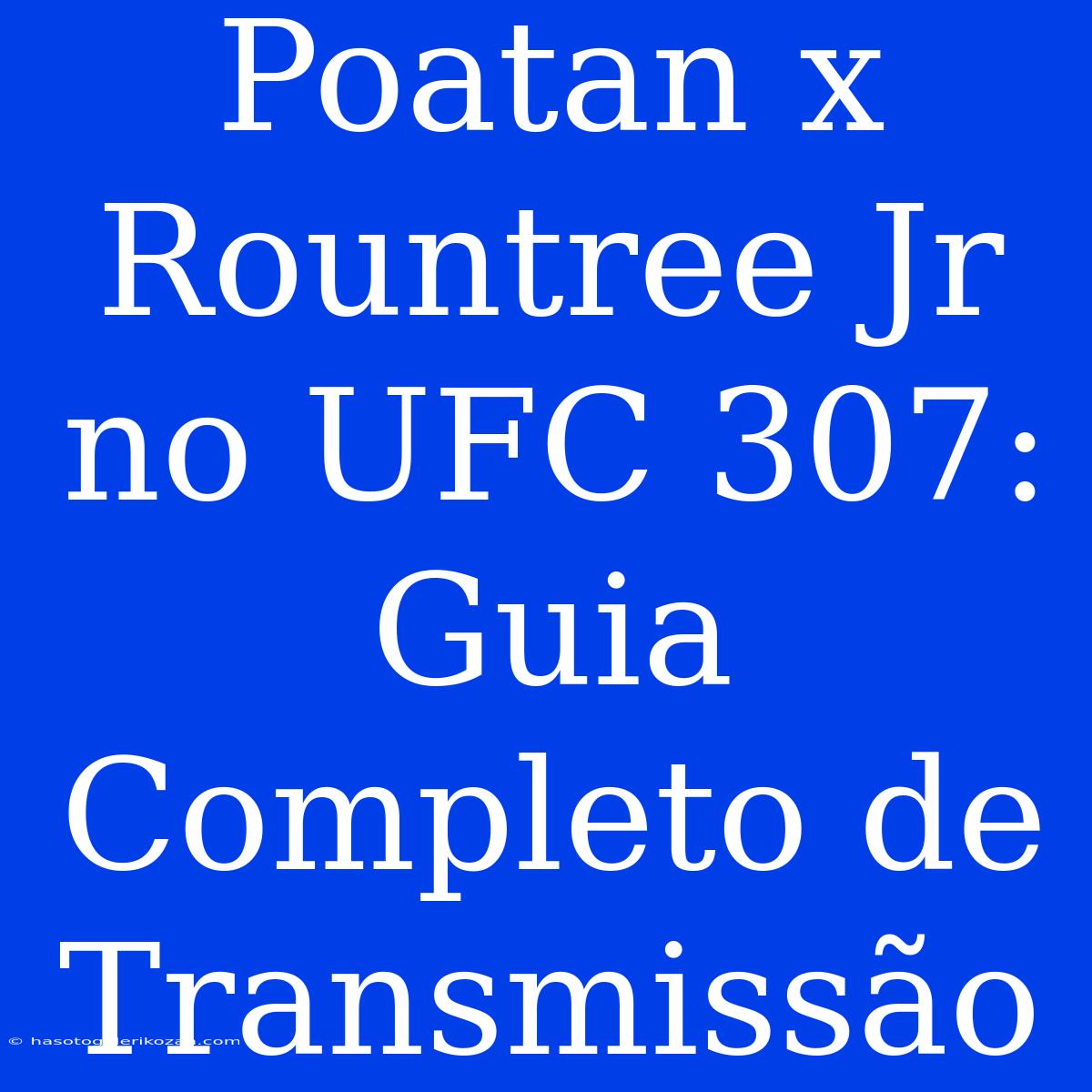 Poatan X Rountree Jr No UFC 307: Guia Completo De Transmissão