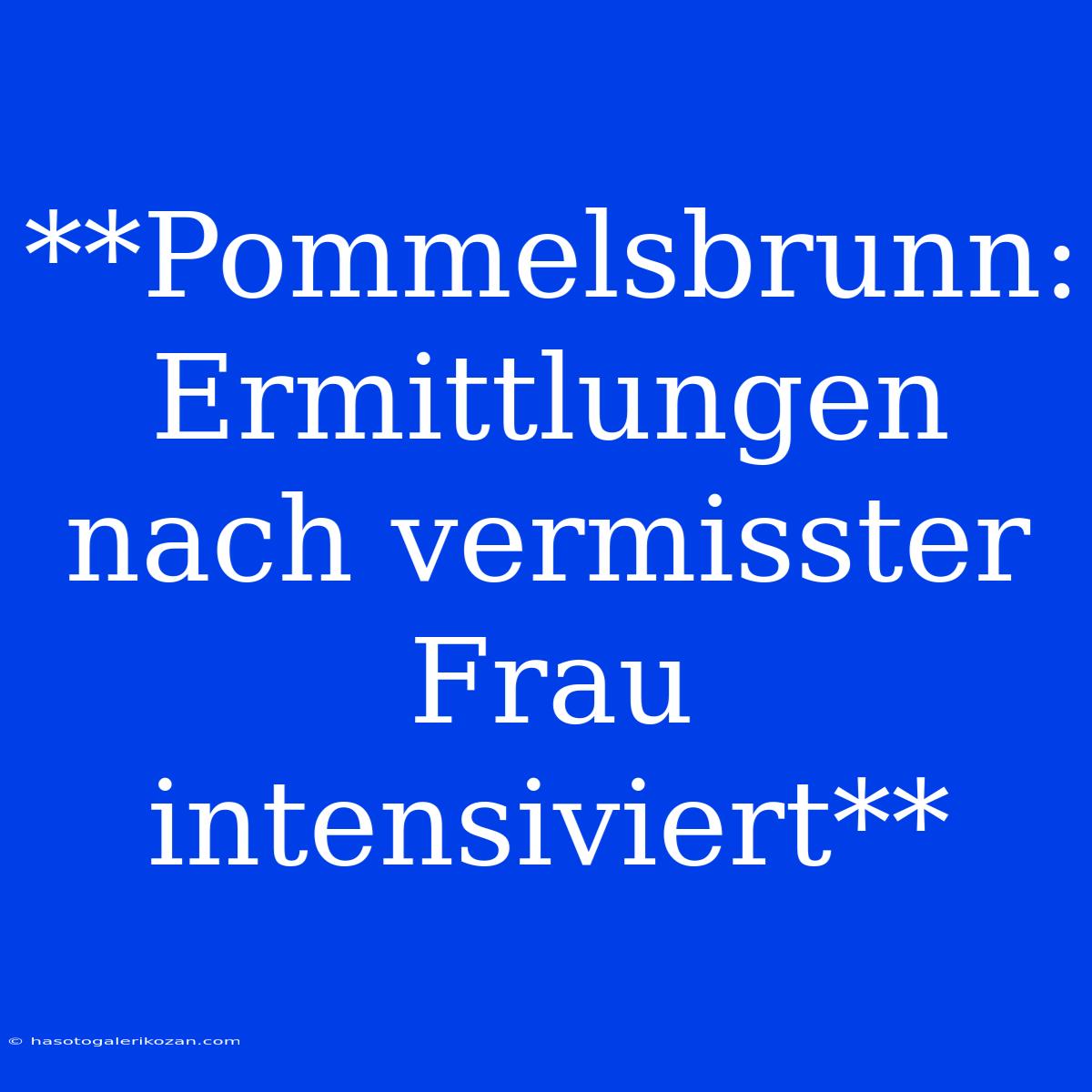 **Pommelsbrunn: Ermittlungen Nach Vermisster Frau Intensiviert**