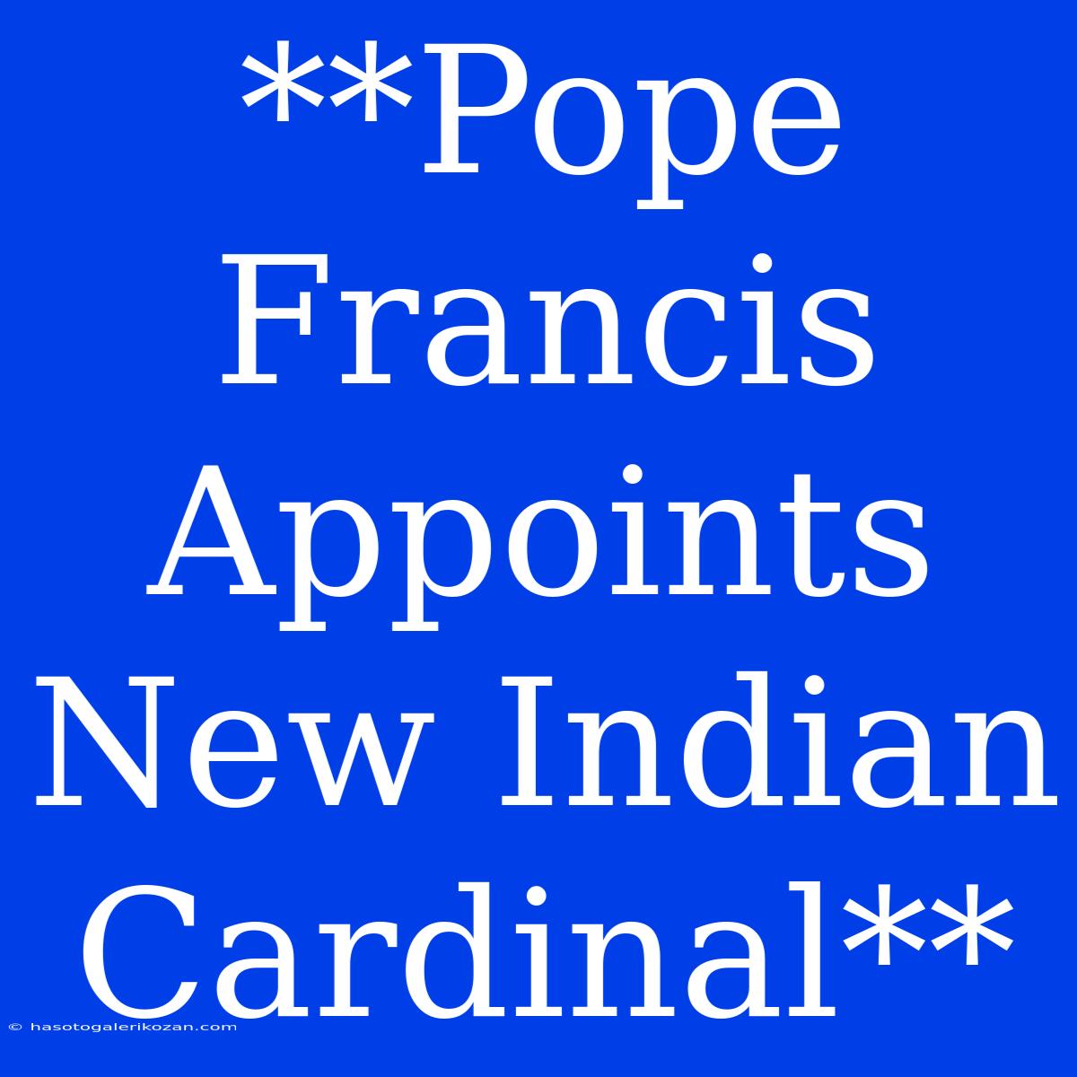 **Pope Francis Appoints New Indian Cardinal**