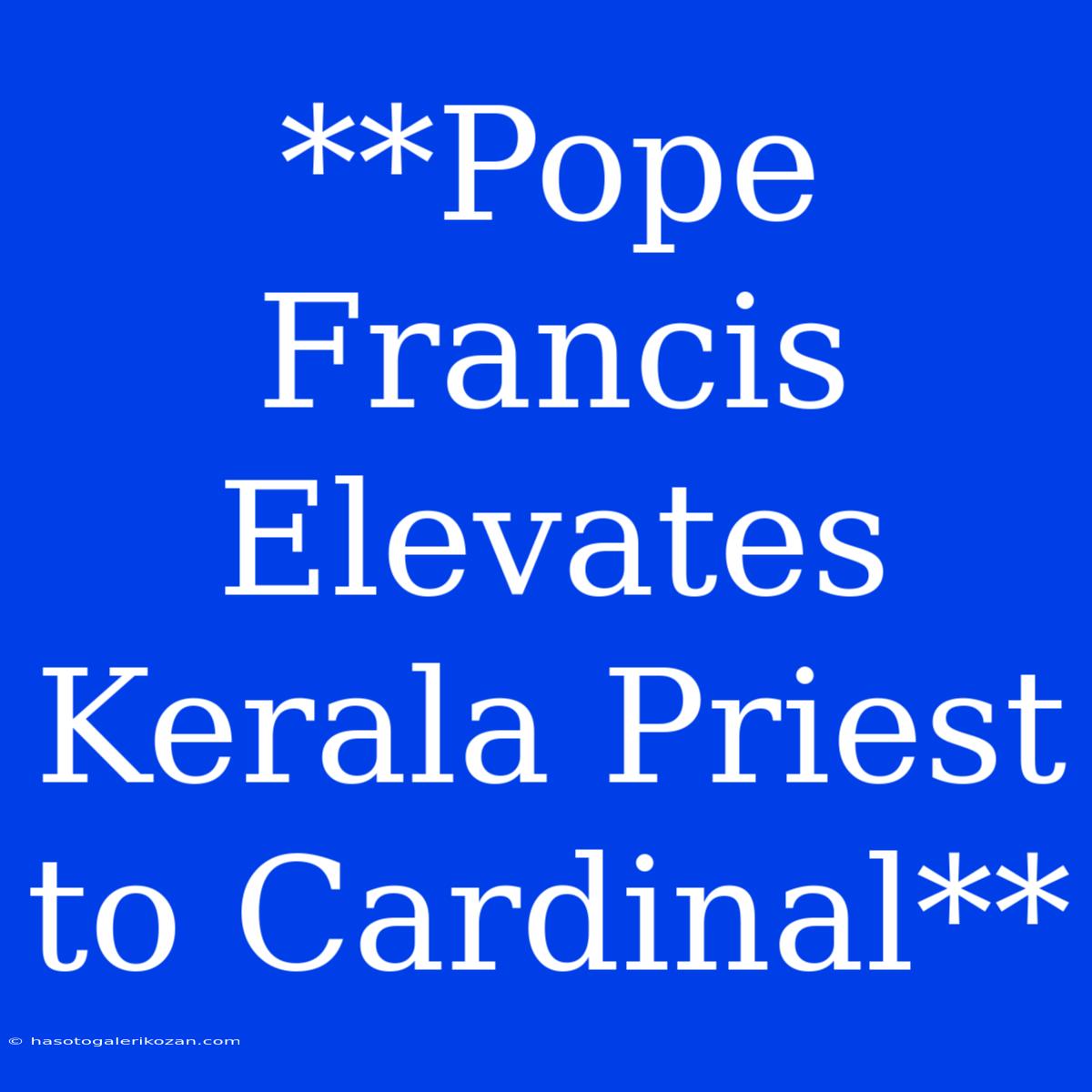 **Pope Francis Elevates Kerala Priest To Cardinal**